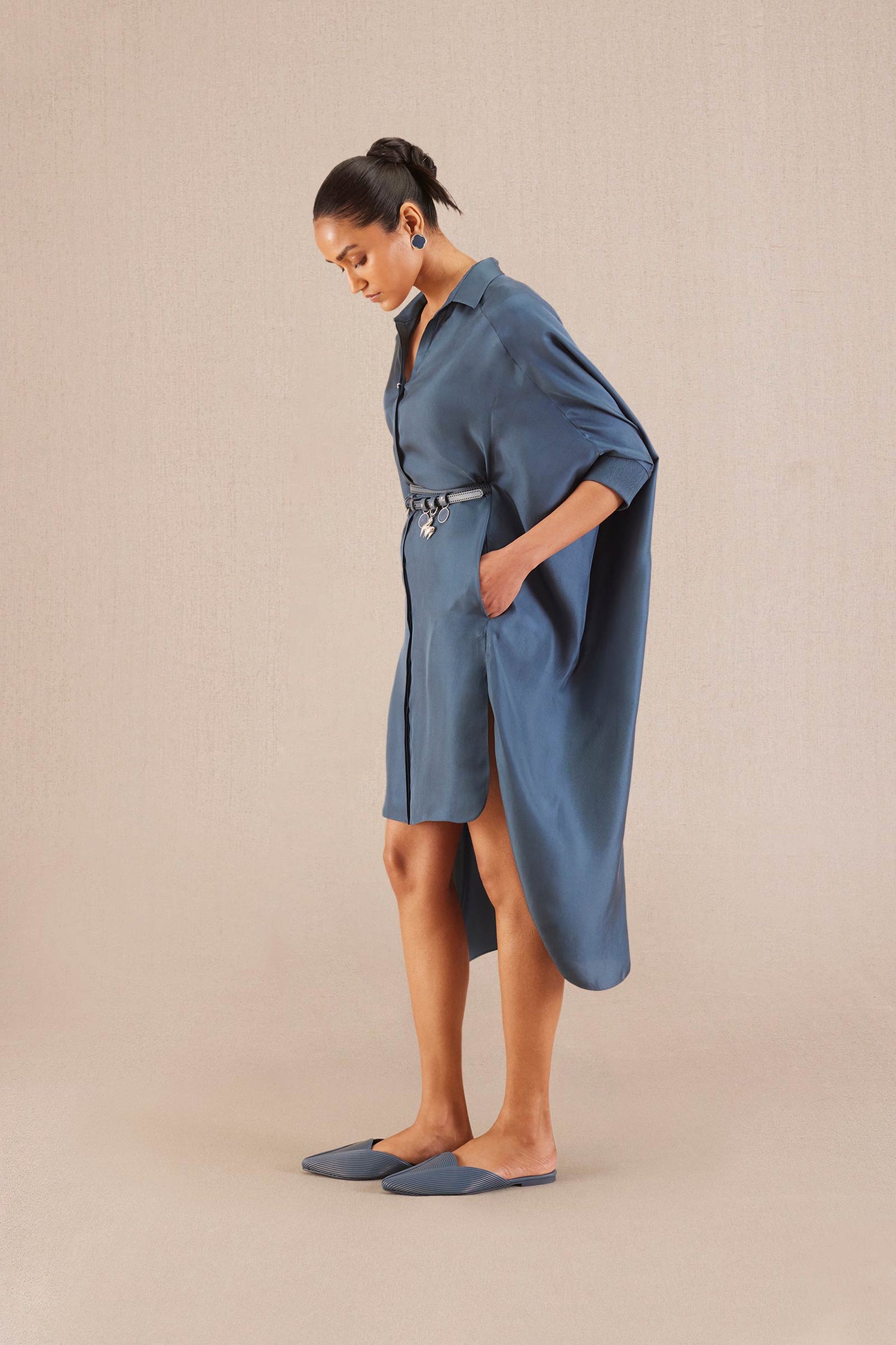 Aria Shirt Dress - Slate 