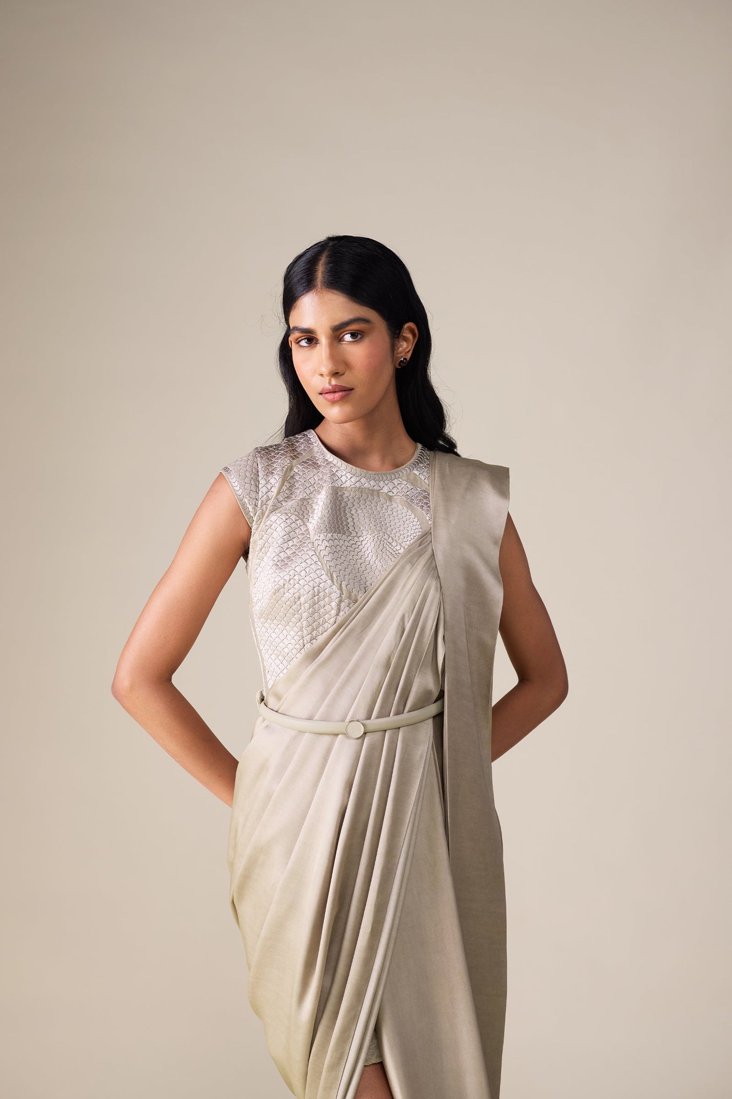  Chanderi  Imara Saree – Beige