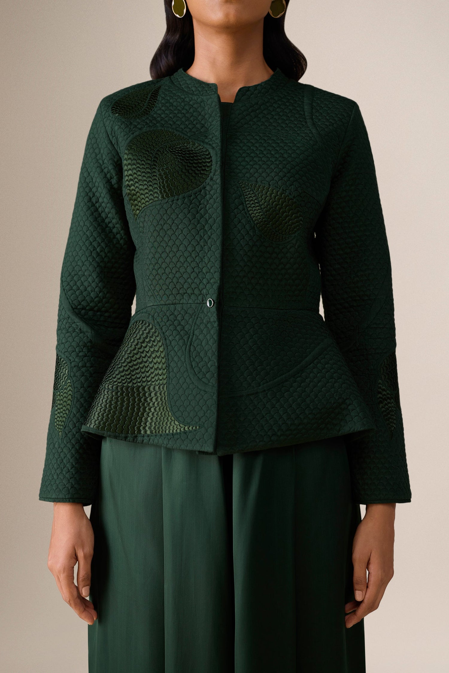  Silk Valla Jacket Set – Green