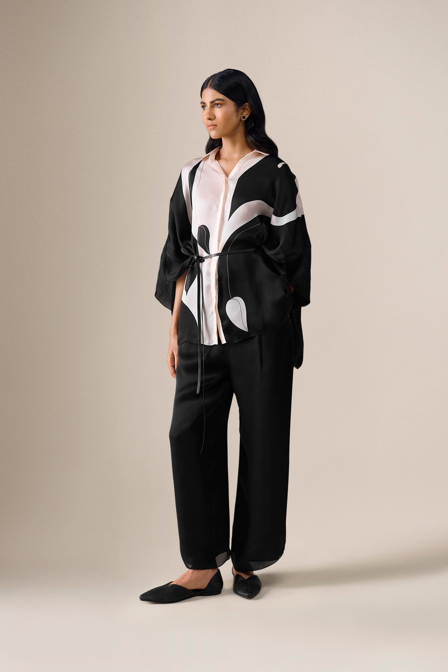  Organza Elvira Shirt Set – Black