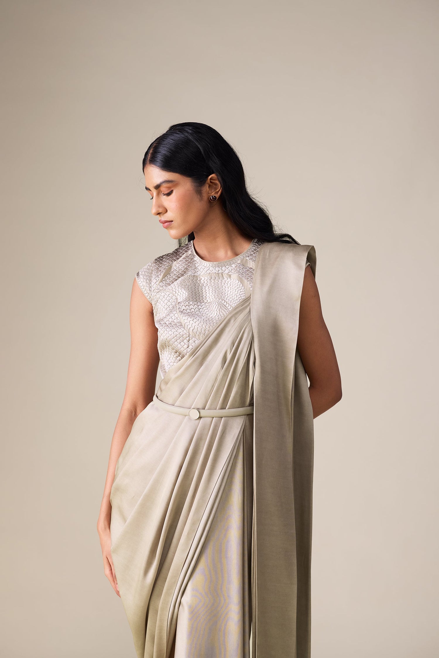  Chanderi  Imara Saree – Beige