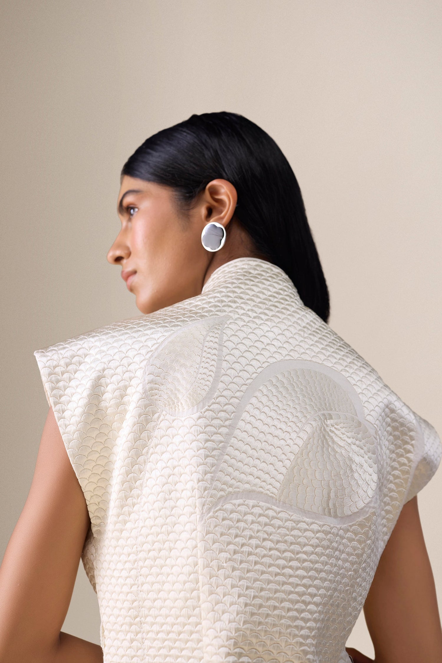  Chanderi Selah Jacket Set – Ivory