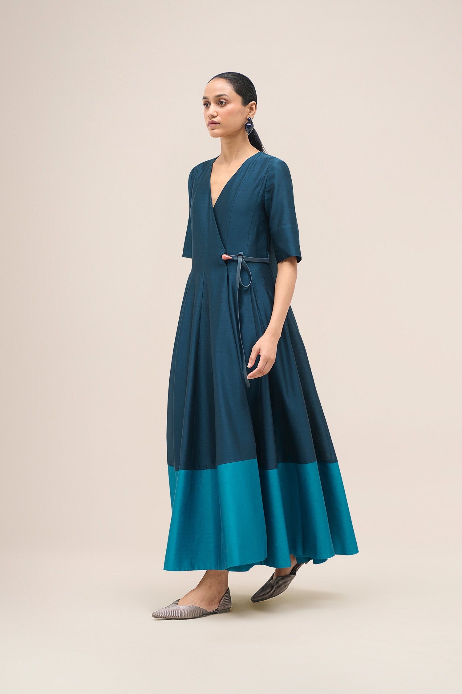  Chanderi Lara Dress – Blue