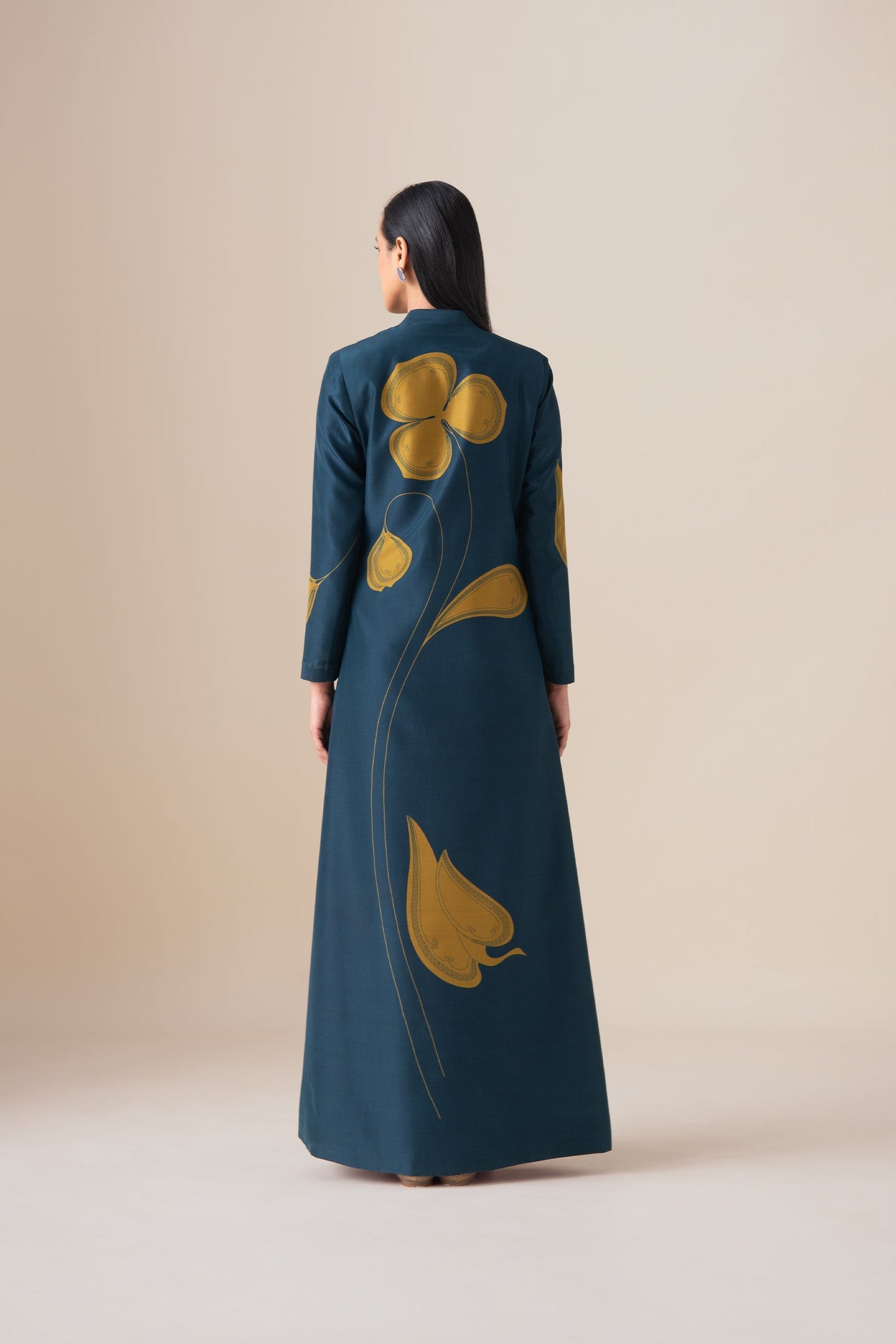  Habutai Saeeda Abaya Set – Blue