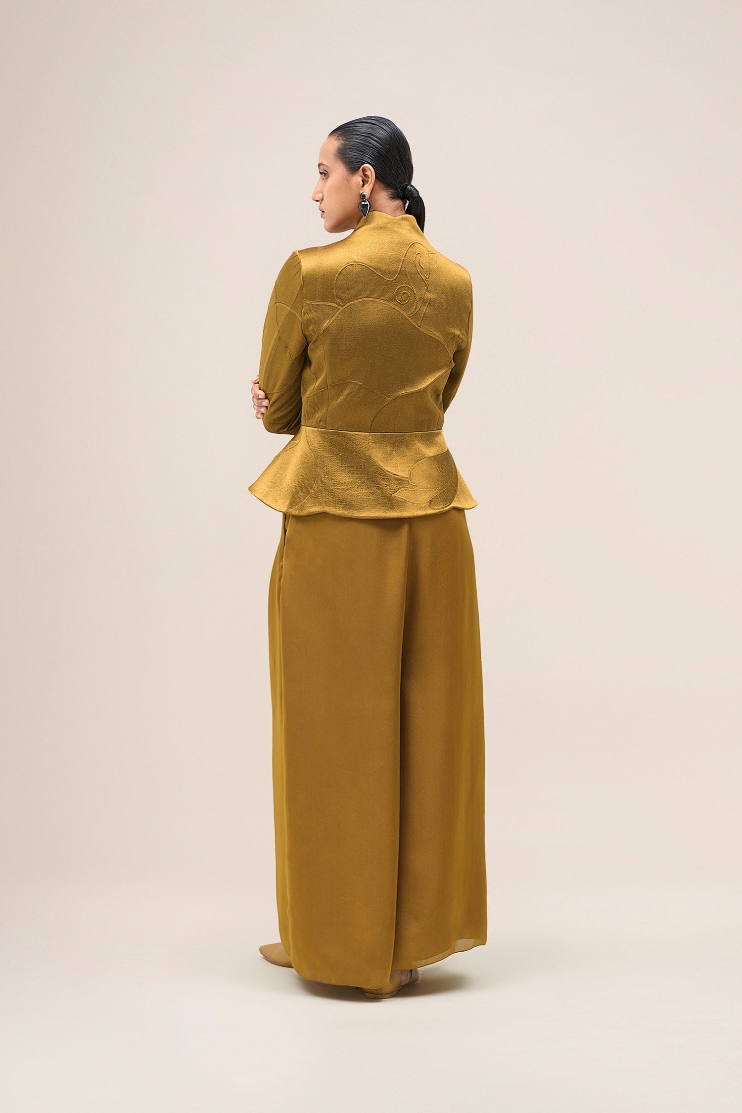  Chanderi Noha Jacket Set – Yellow