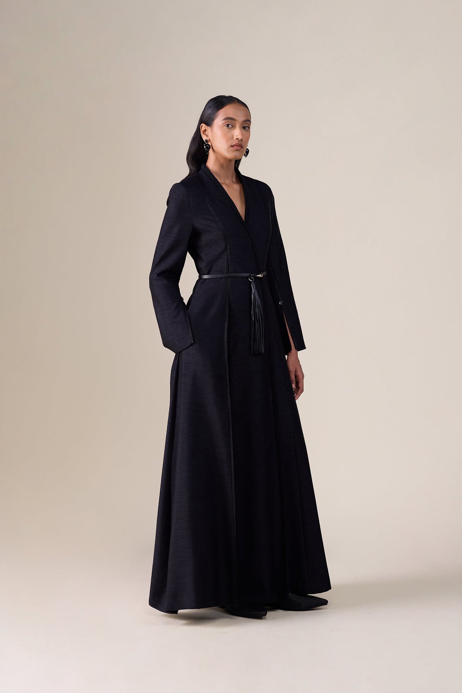  Silk Lev Jacket Set – Black