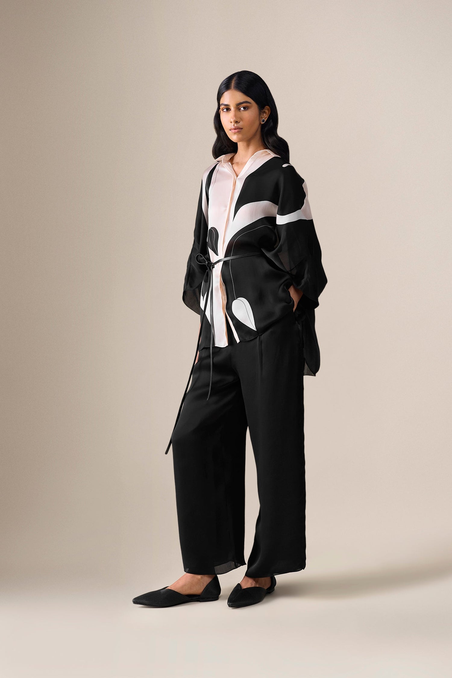  Organza Elvira Shirt Set – Black