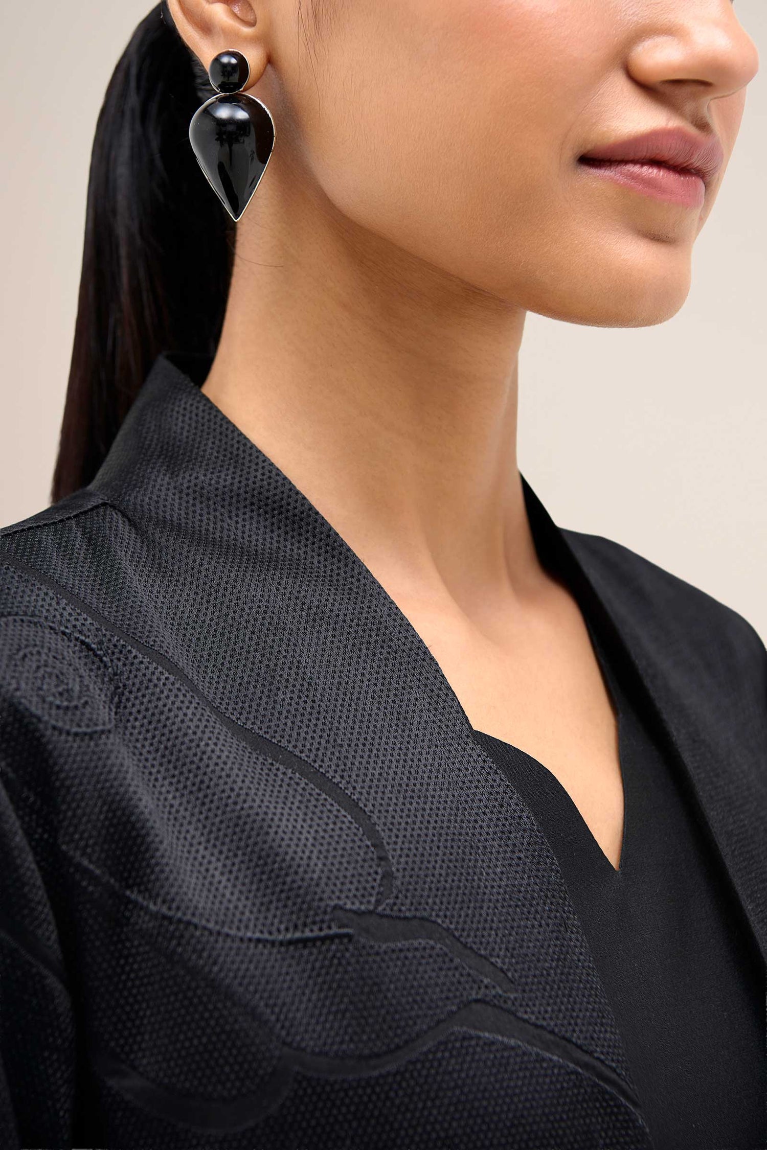  Chanderi Shabana Abaya Set – Black