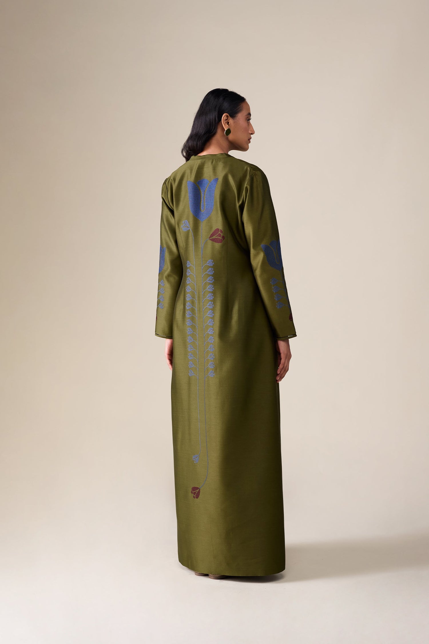  Chanderi Maliah Abaya Set – Red