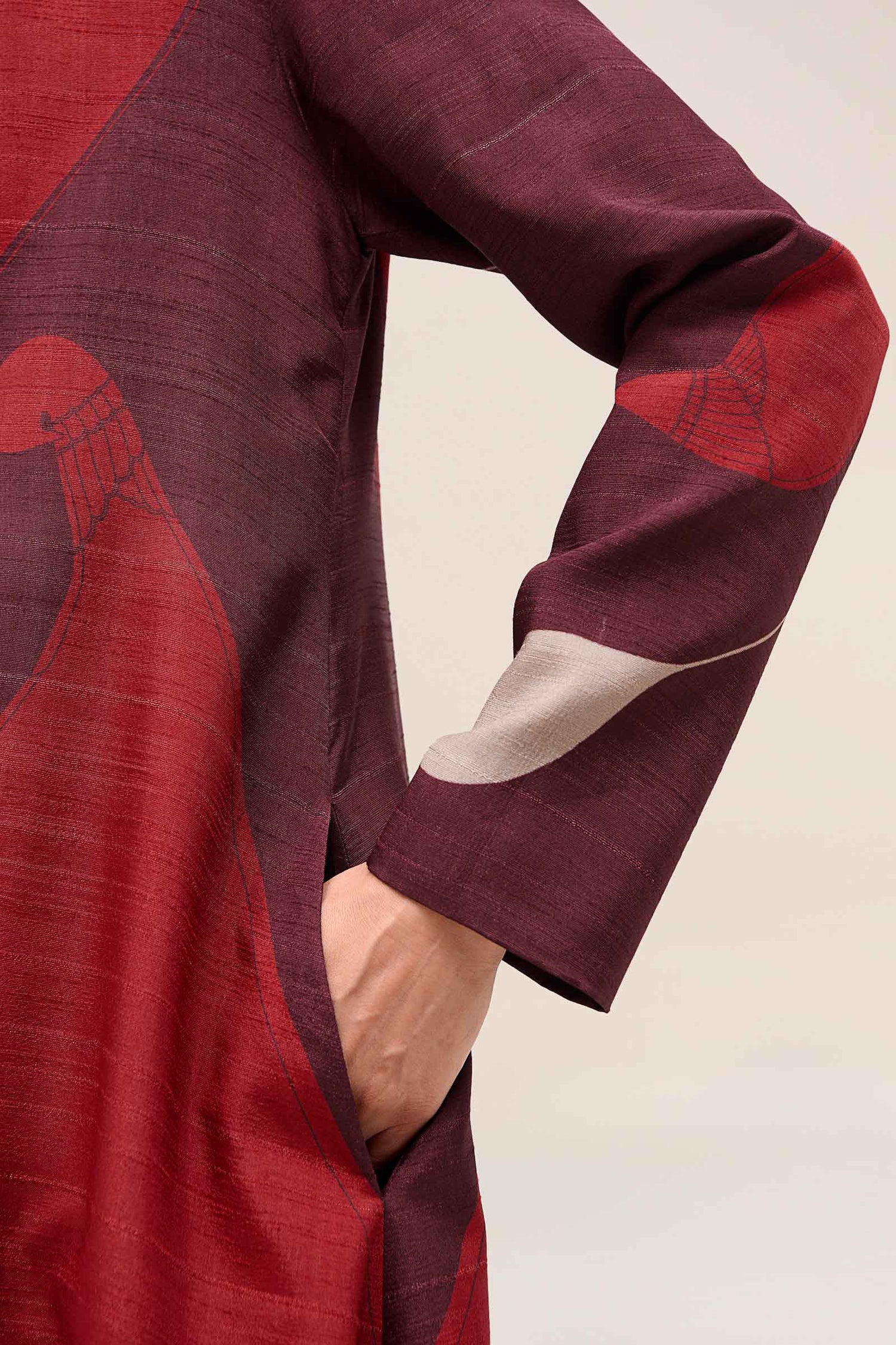  Silk Naaz Abaya Set – Red