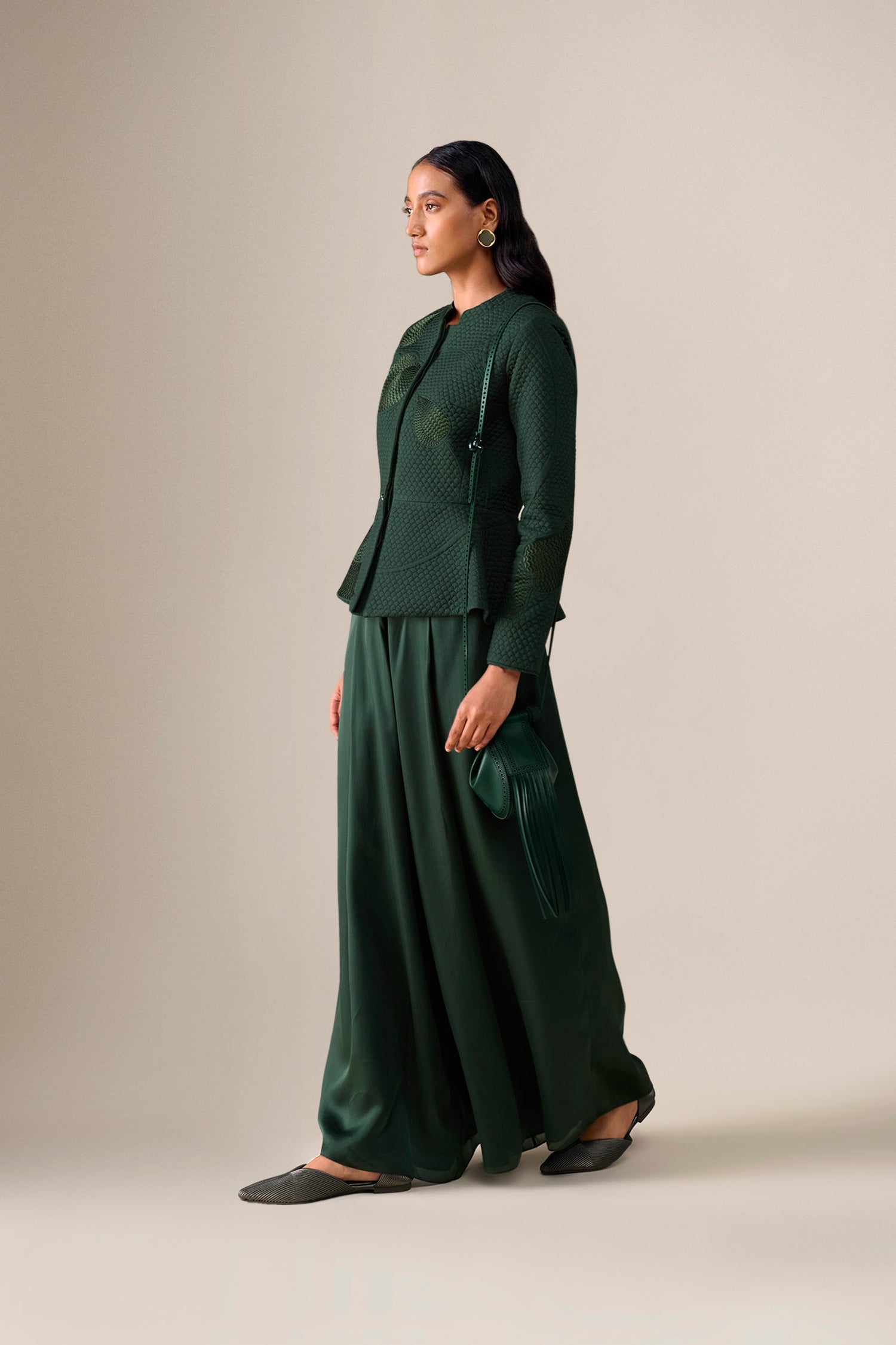  Silk Valla Jacket Set – Green