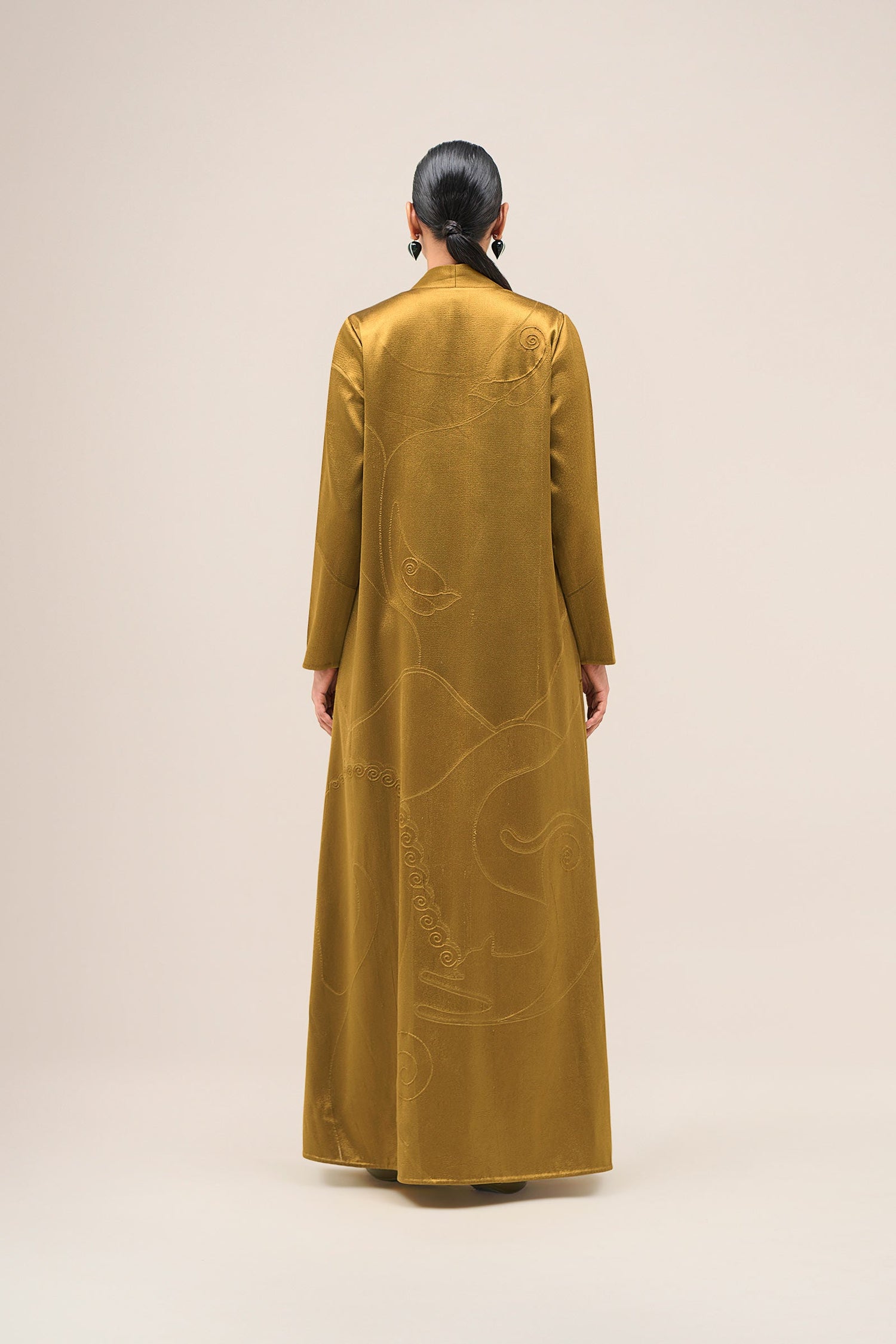  Chanderi Shabana Abaya Set – Yellow