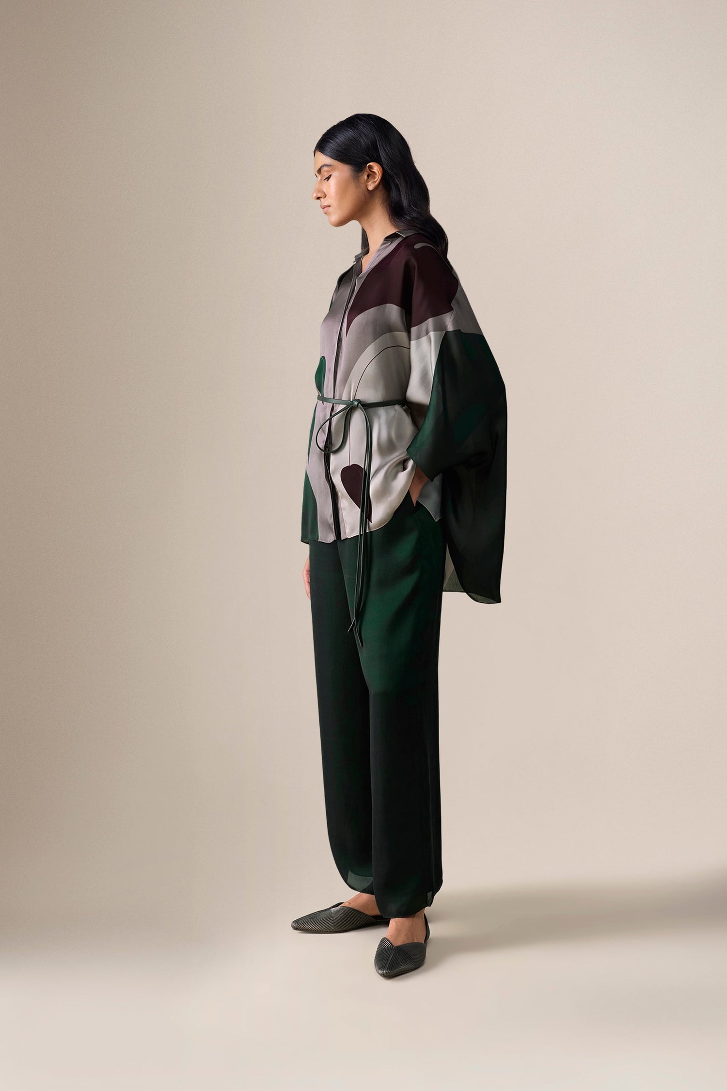  Silk Annera Shirt Set – Green