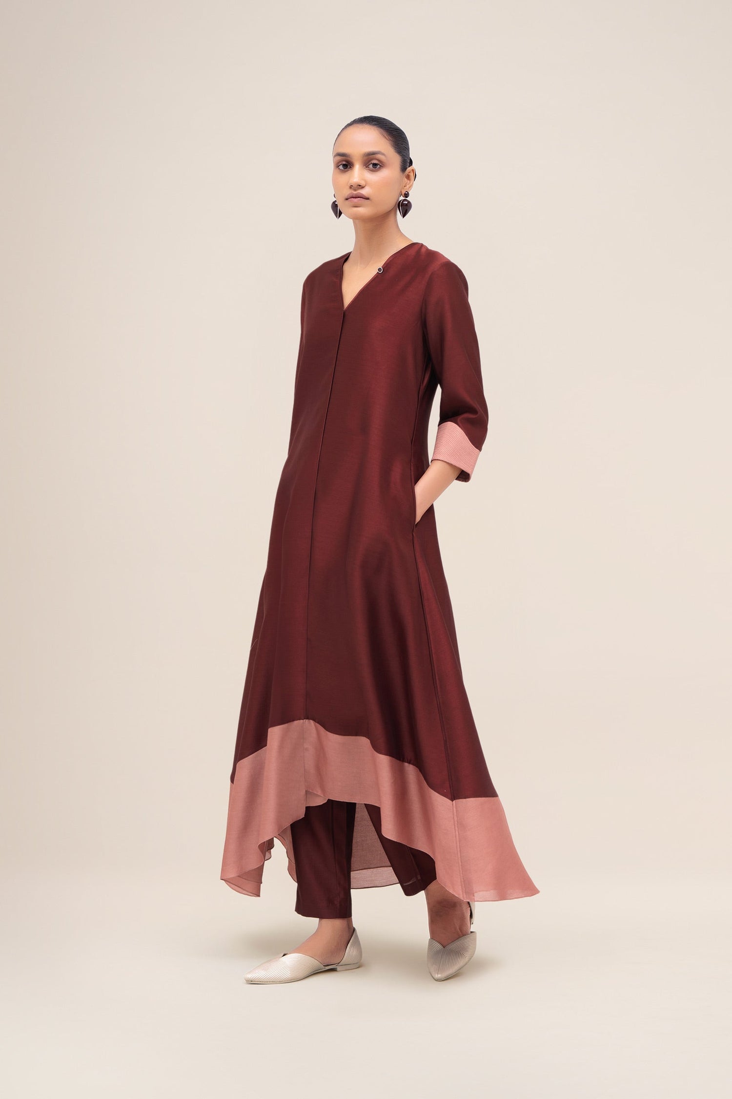  Chanderi Sama Kurta Set – Red