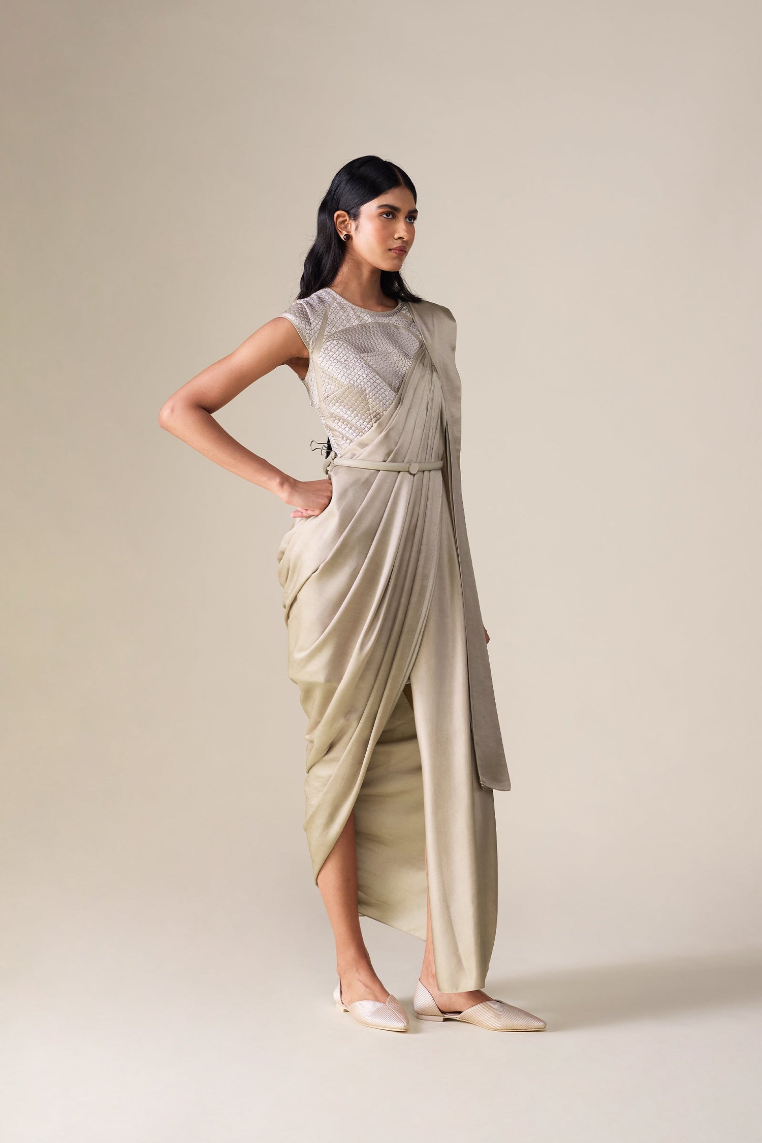  Chanderi  Imara Saree – Beige