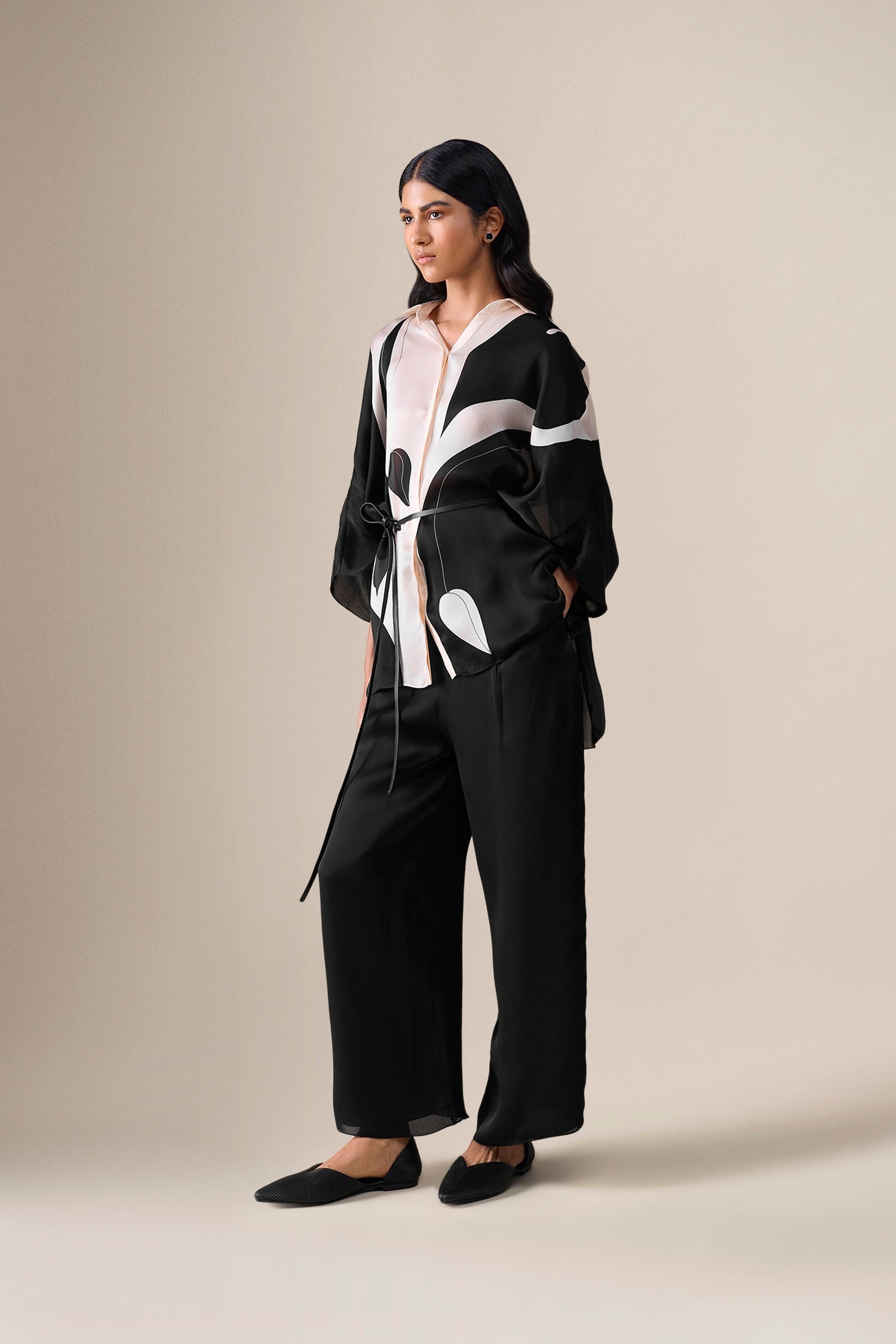  Organza Elvira Shirt Set – Black