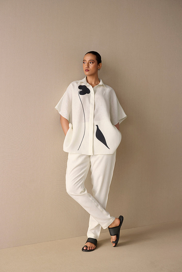  Linen Dilshan Shirt Set – Ivory