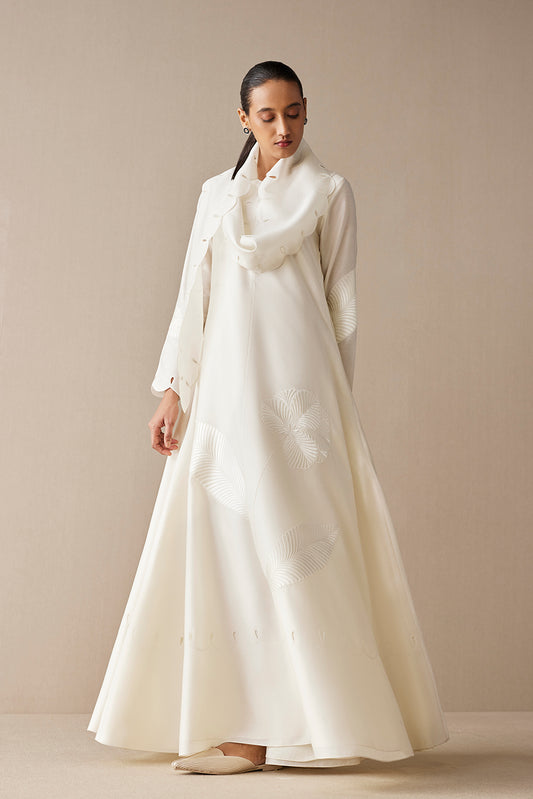 Chanderi Zainat Dress – Ivory