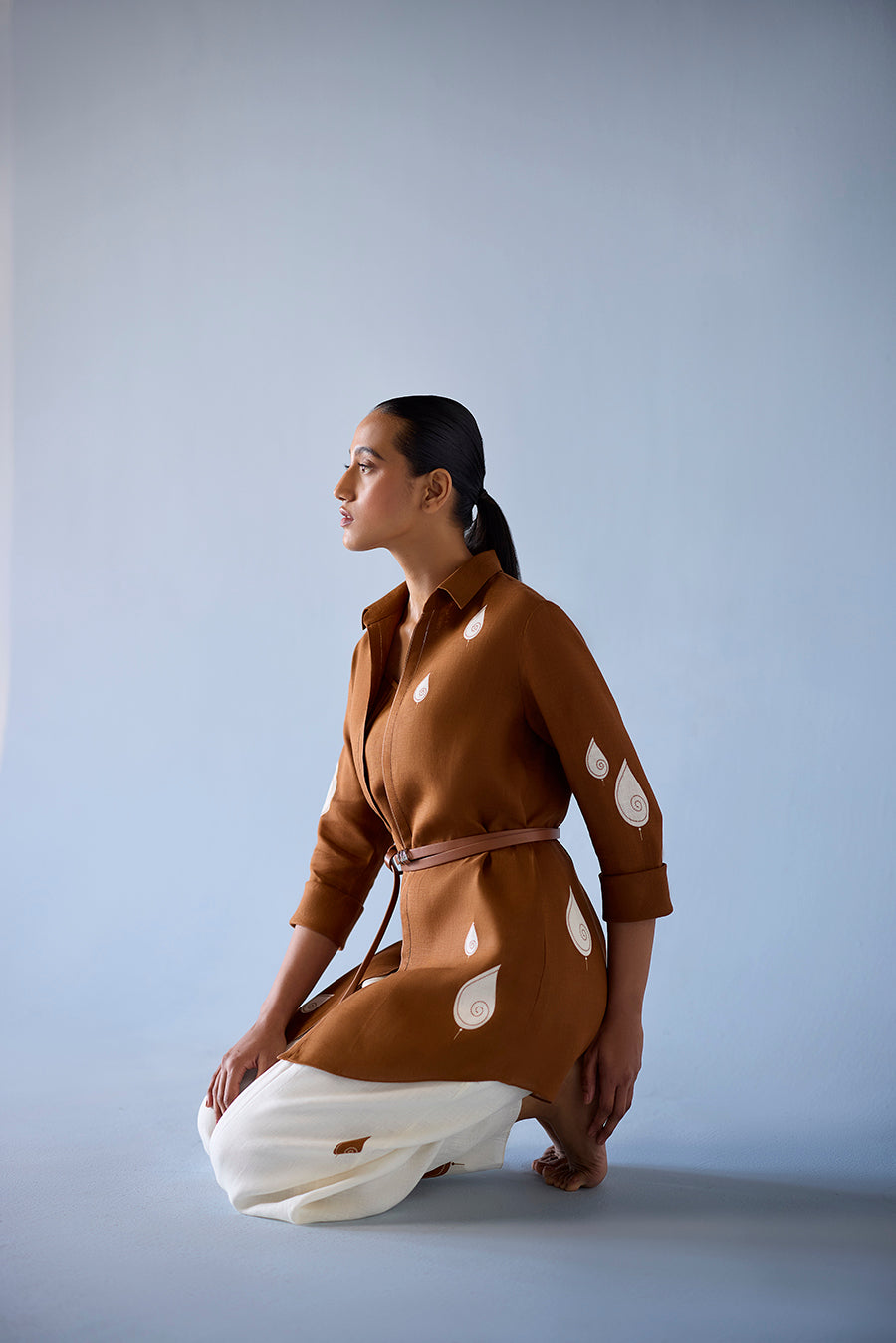  Linen Solene Shirt Set – Brown