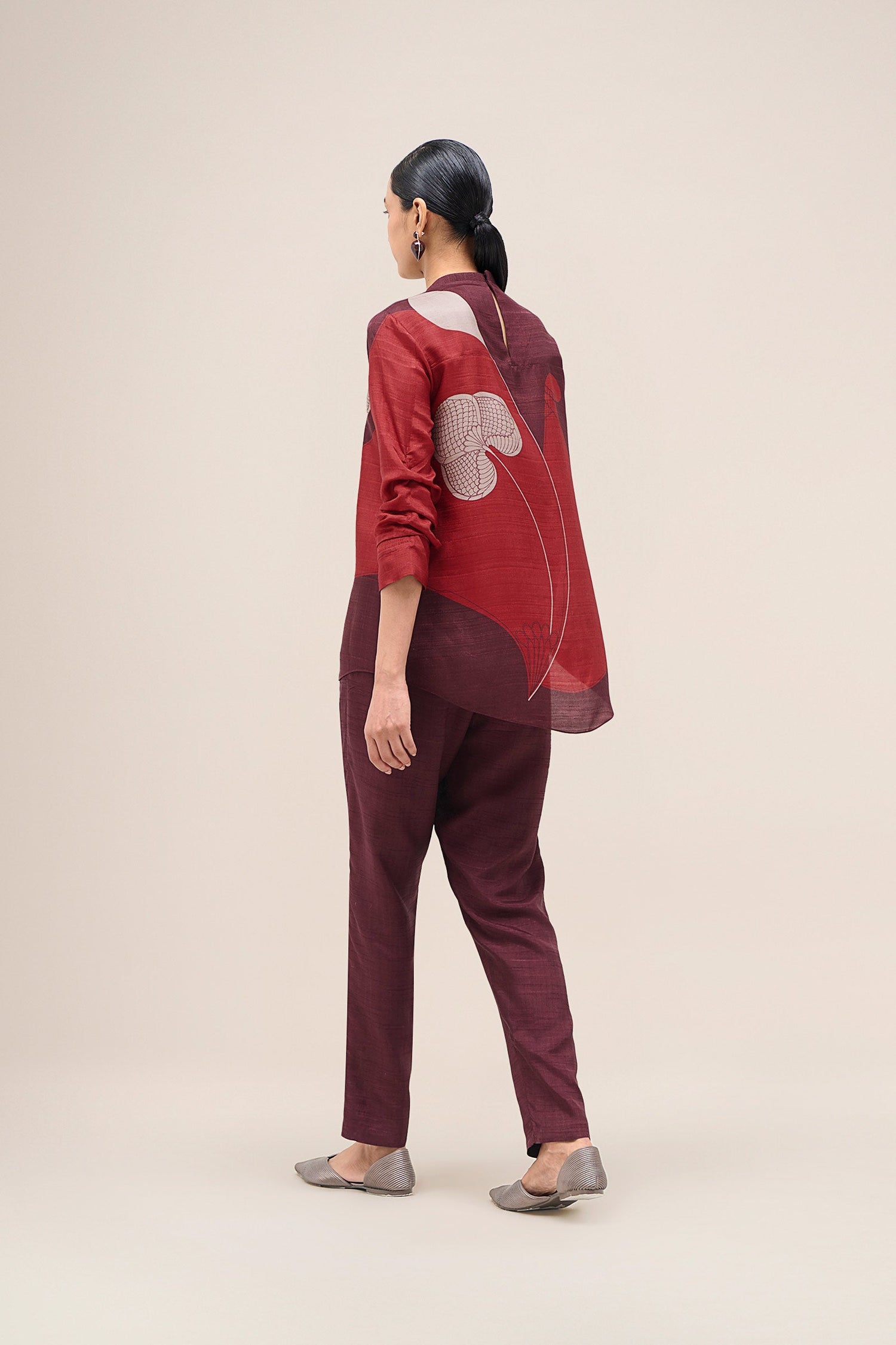  Silk Falak Shirt Set – Red