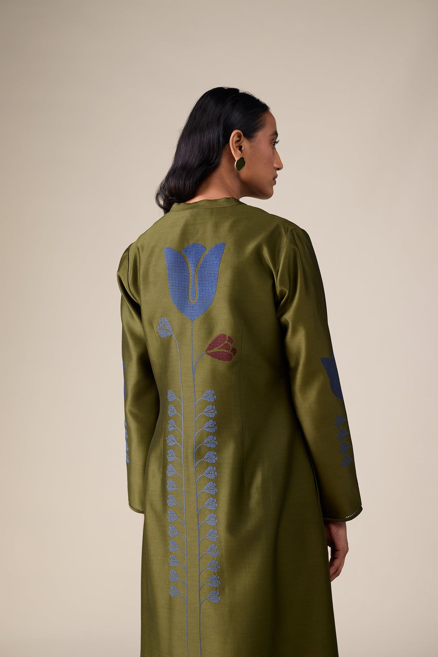  Chanderi Maliah Abaya Set – Red