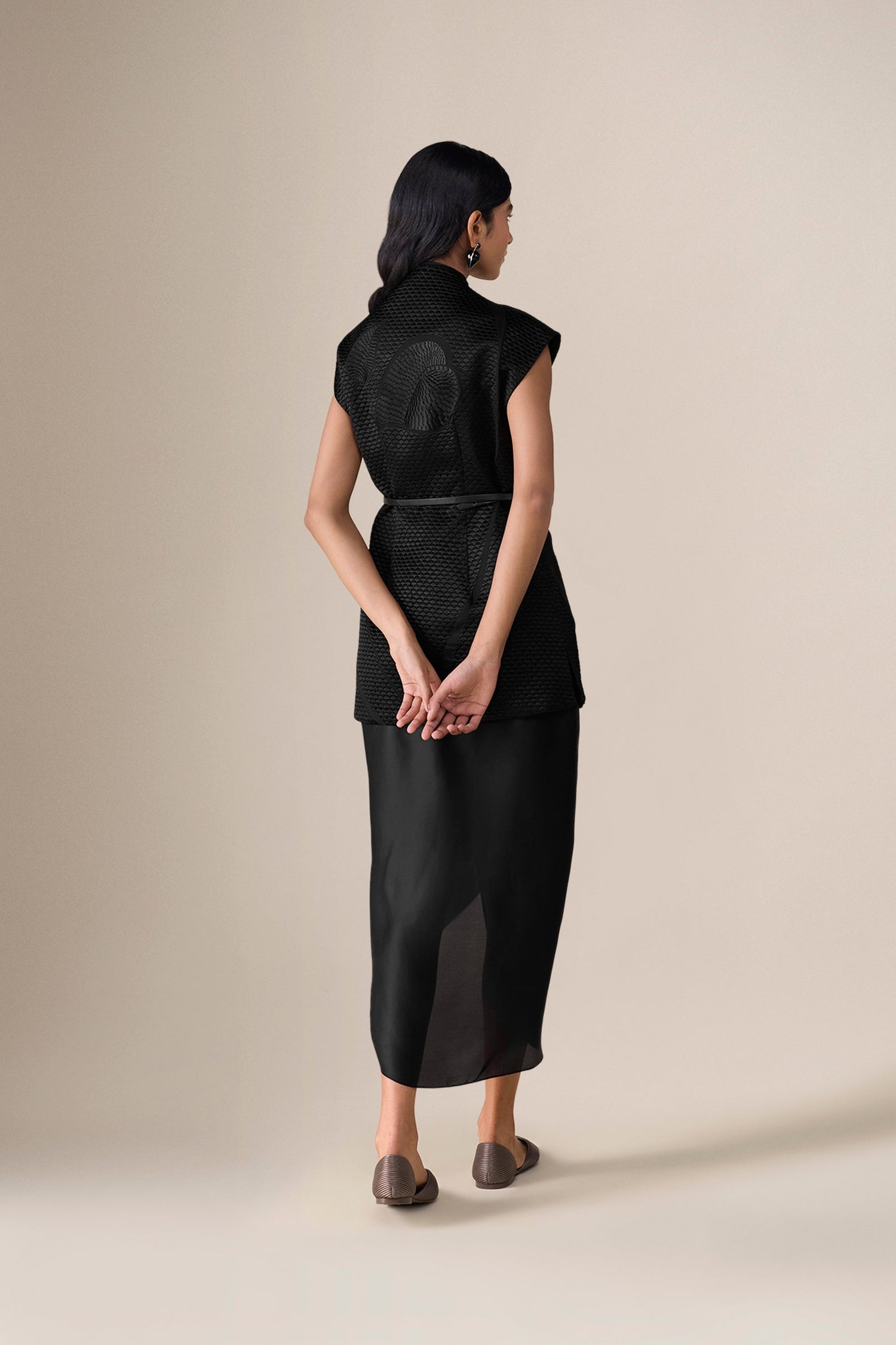  Chanderi Selah Jacket Set – Black