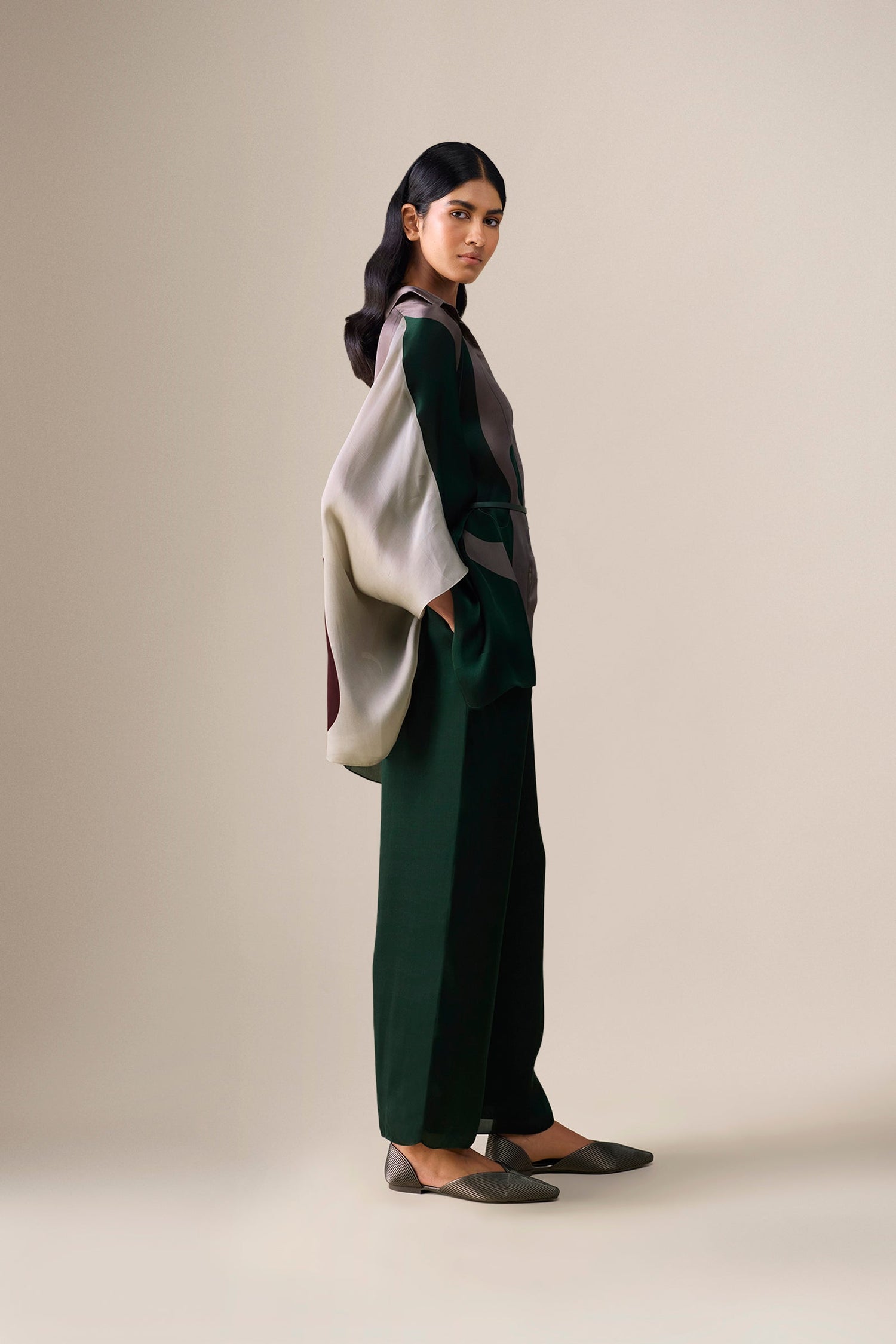  Silk Annera Shirt Set – Green