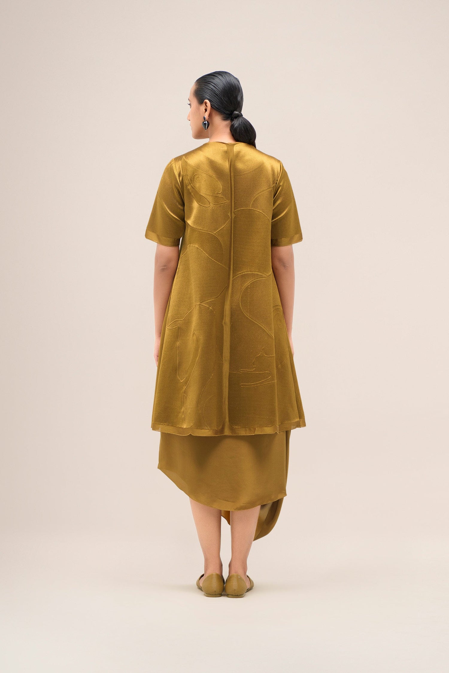  Chanderi Israh Jacket Set – Yellow