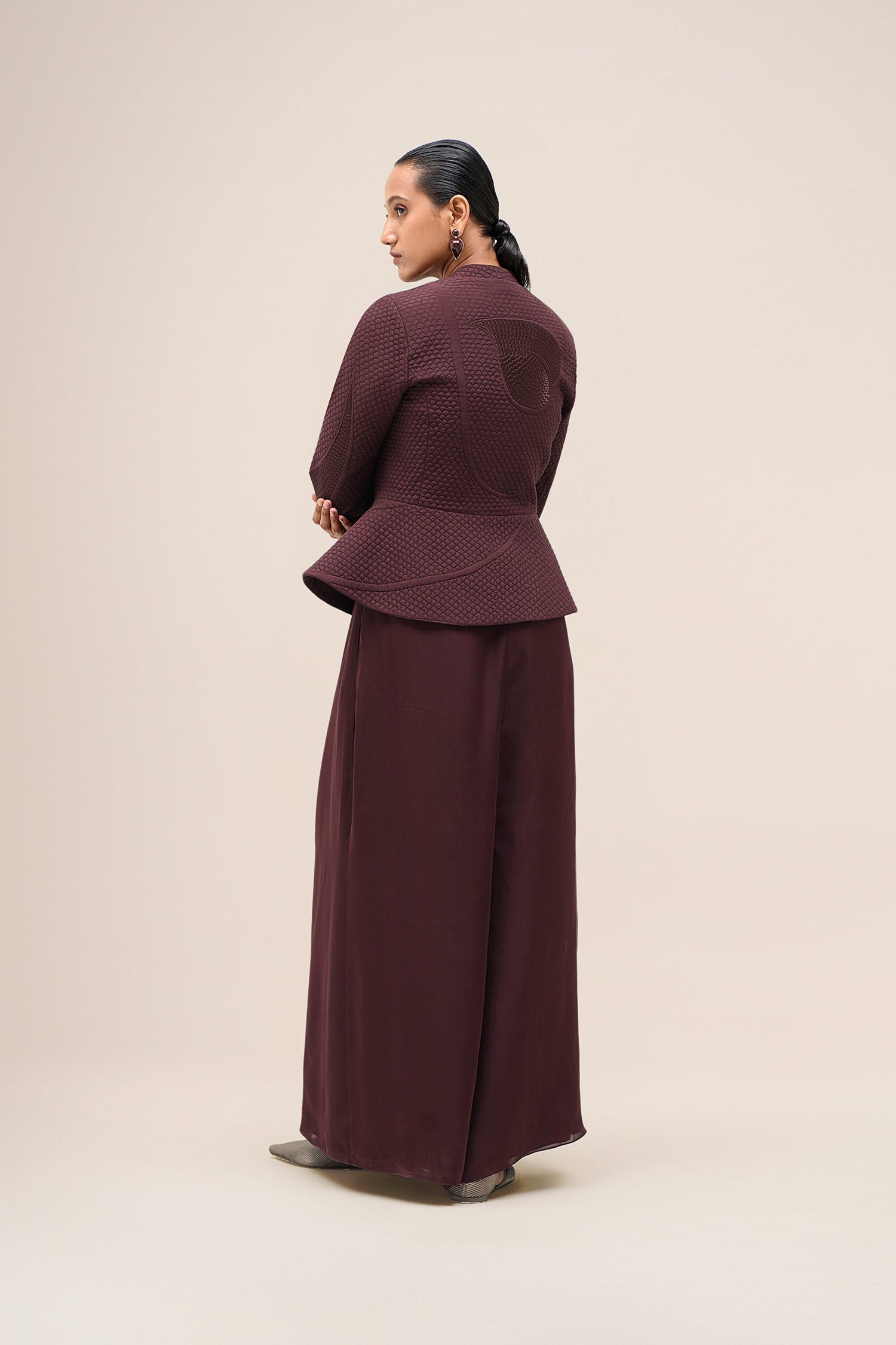  Shantung Valla Jacket Set – Red