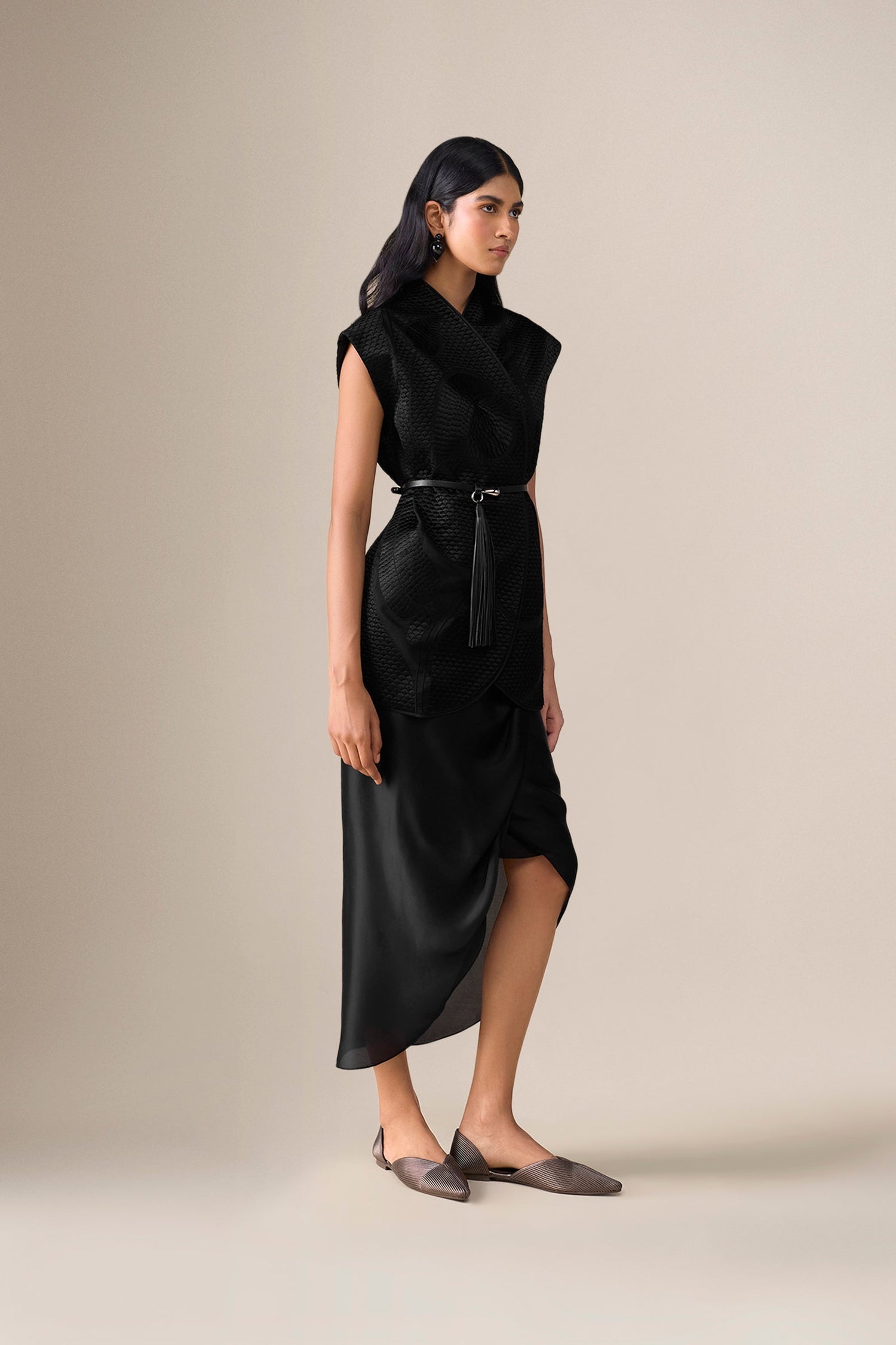  Chanderi Selah Jacket Set – Black