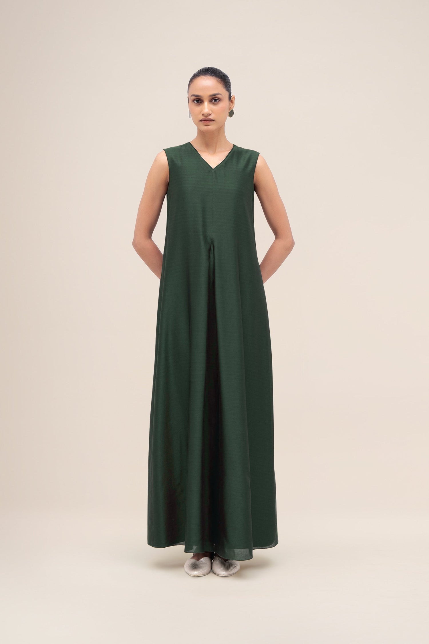  Chanderi Ghubar Abaya Set – Green