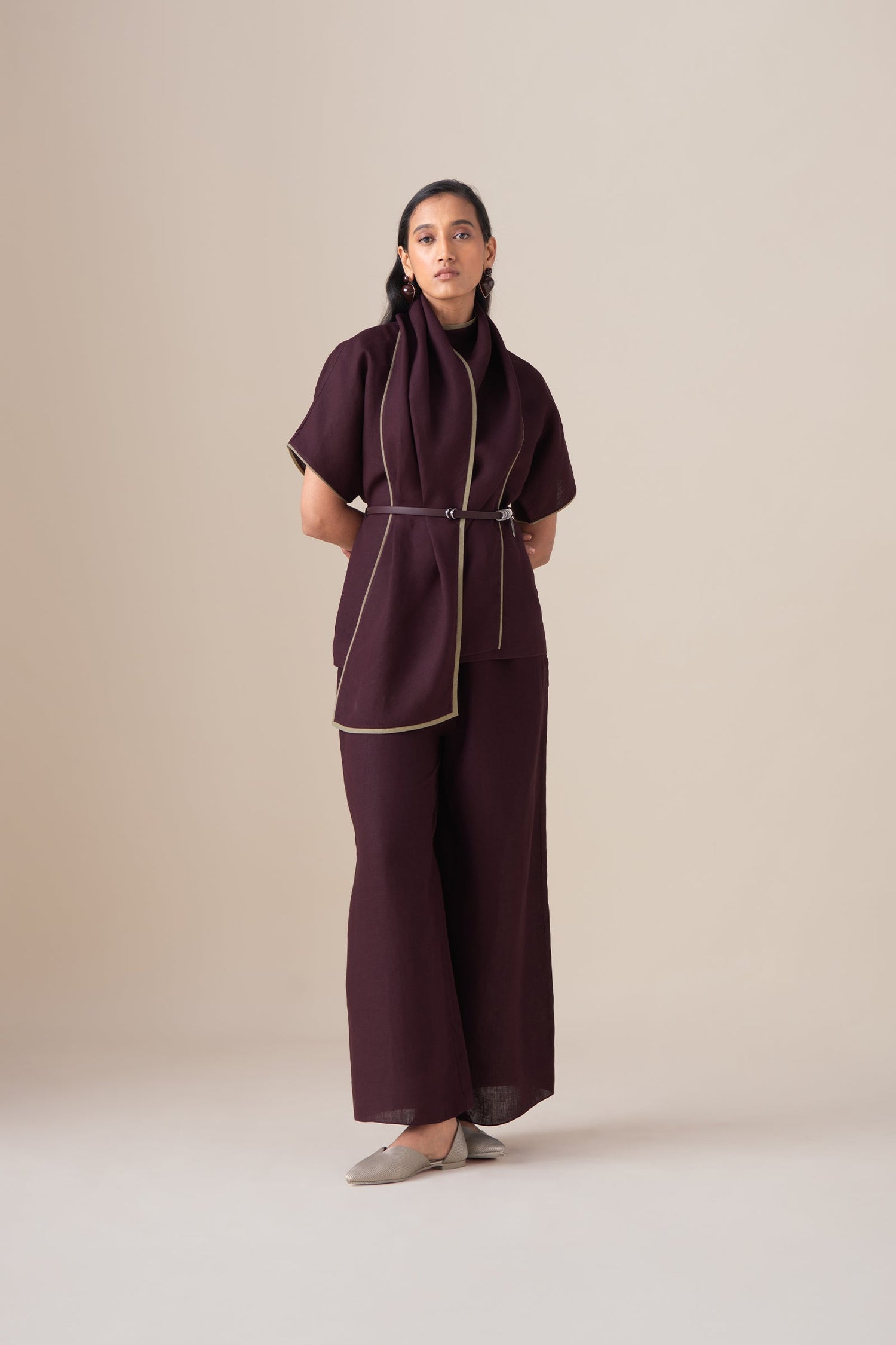  Linen Dilnami Top Set – Red