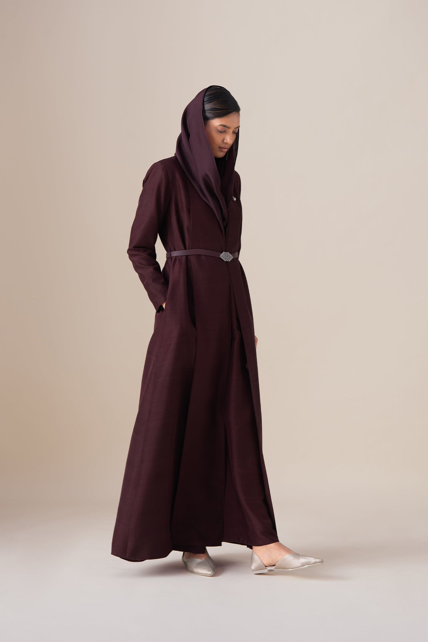 Silk Rahma Abaya Set – Red