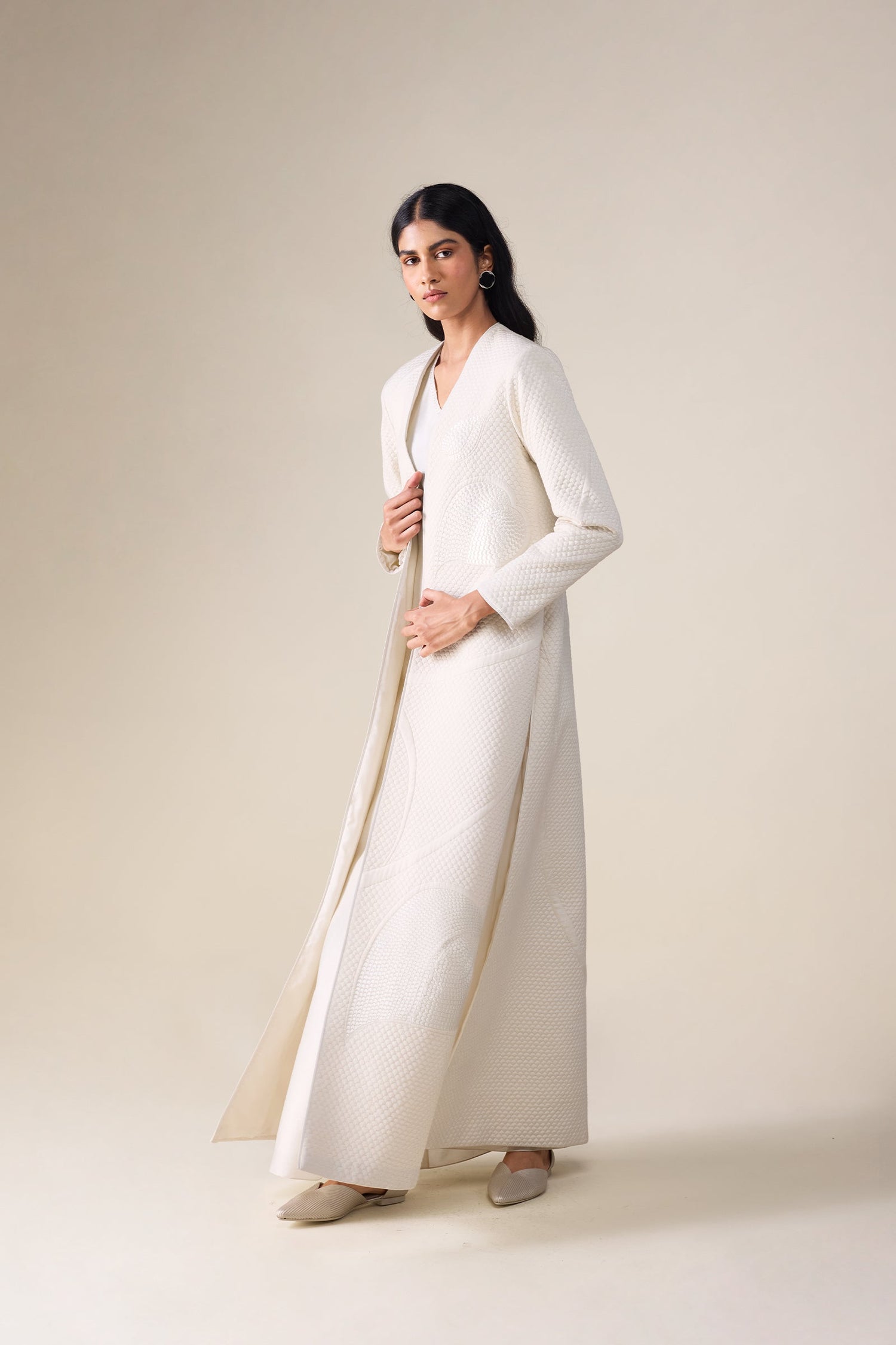  Silk Raziya Abaya Set – Ivory