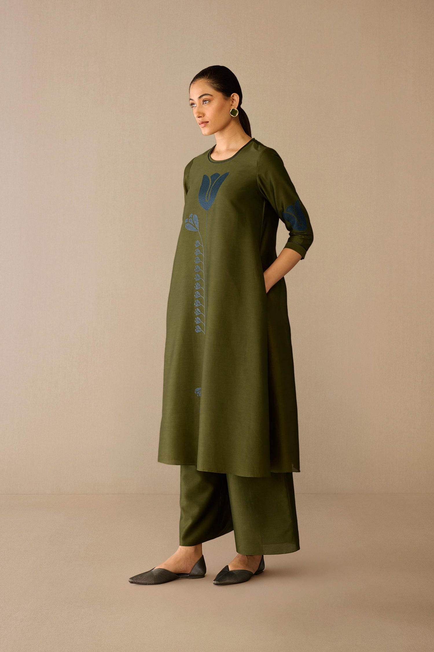  Chanderi Samreen Kurta Set – Green
