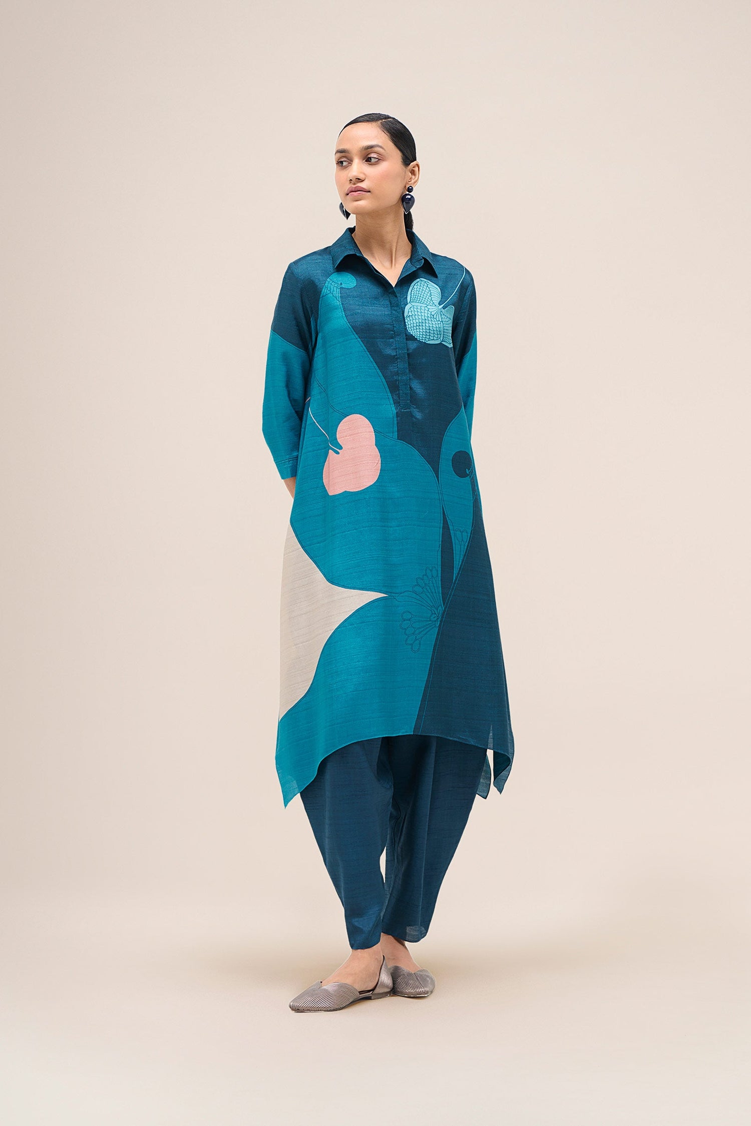  Silk Zoha Tunic Set – Blue