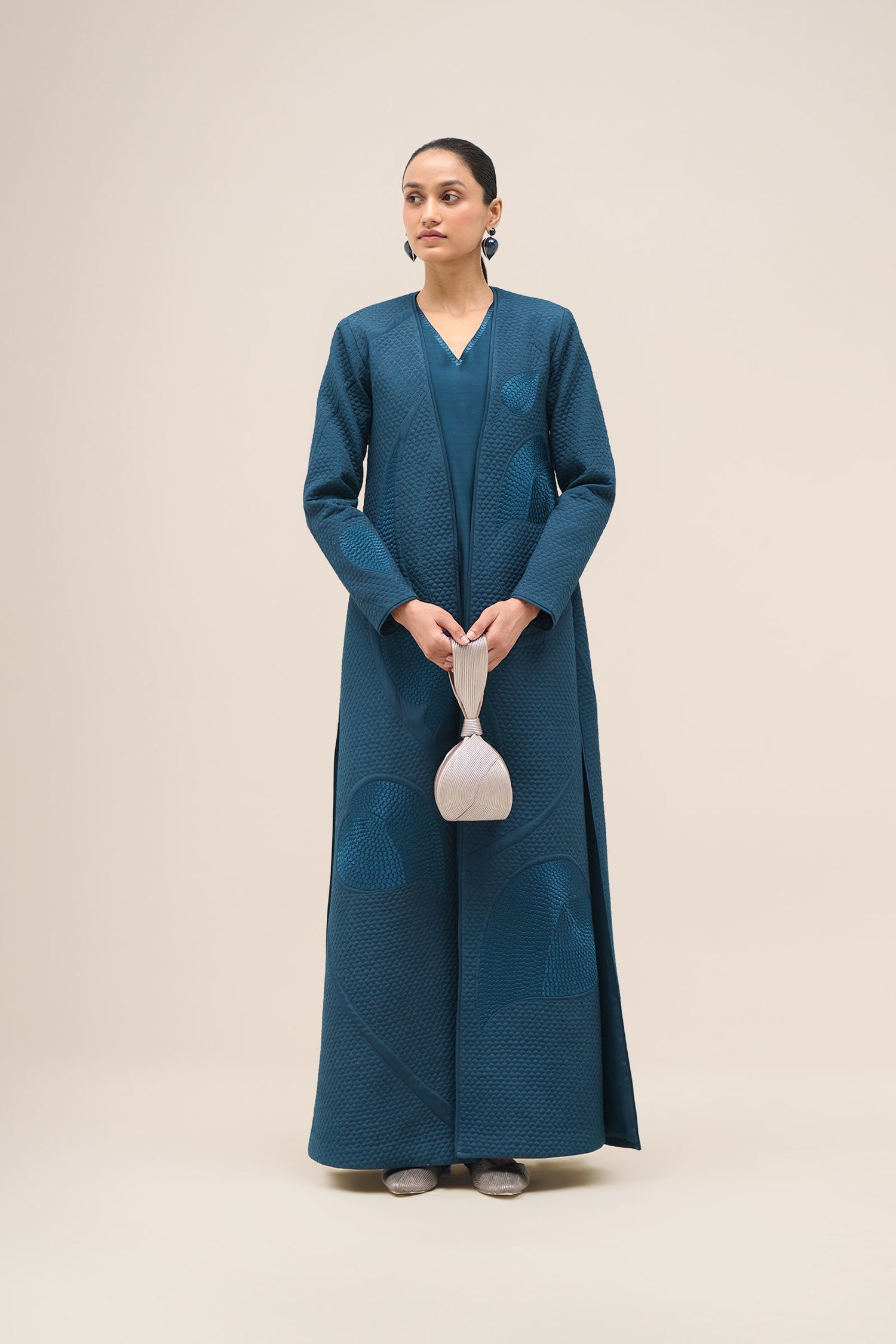  Shantung Raziya Abaya Set – Blue