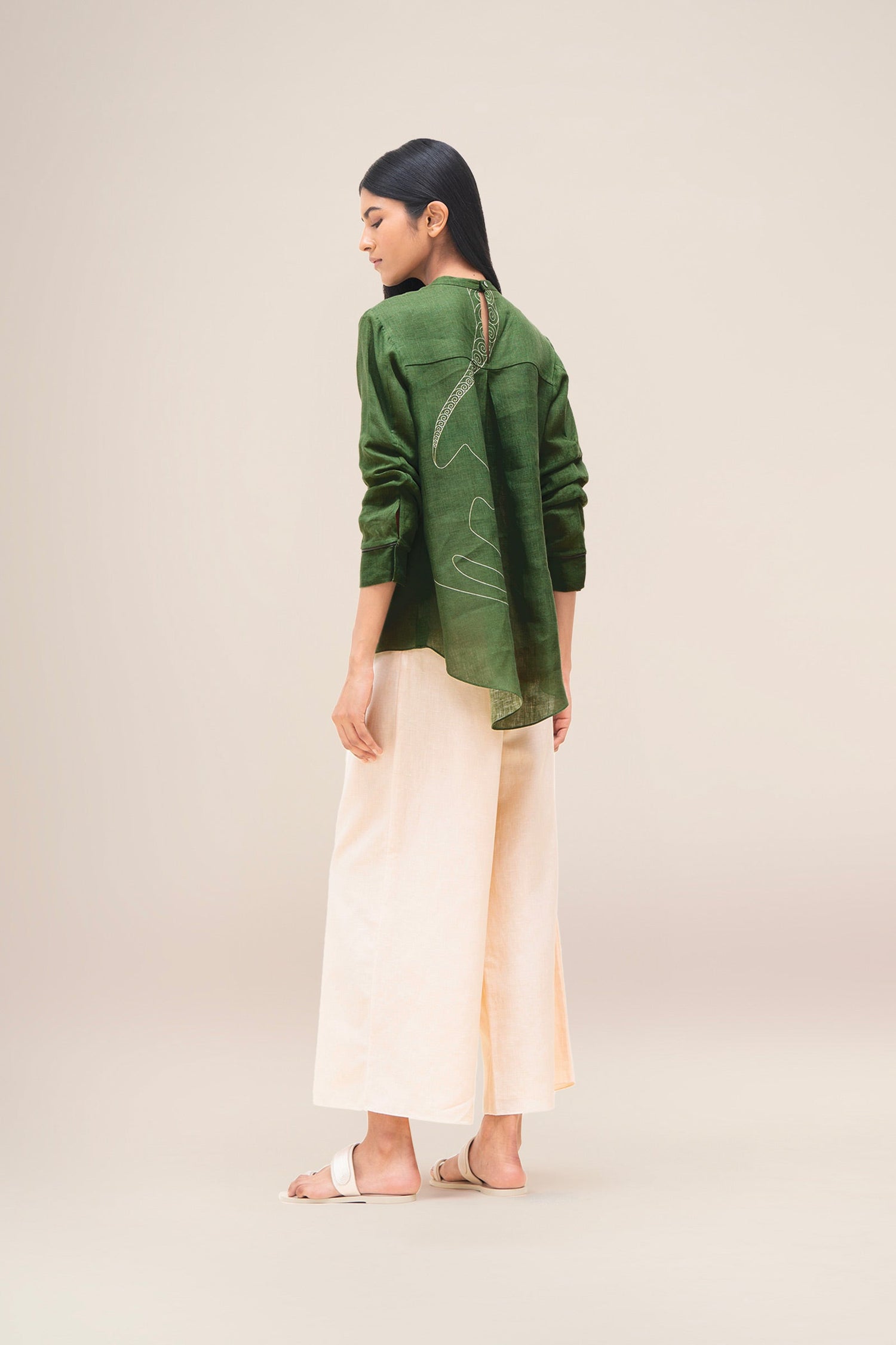  Linen Aquila Top Set – Green