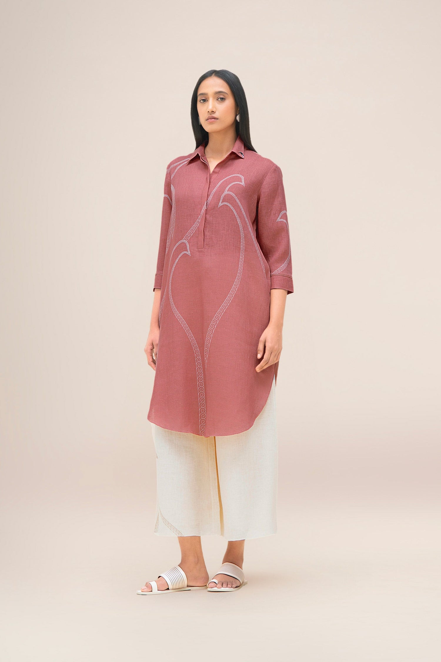  Linen Yuhina Tunic Set – Pink