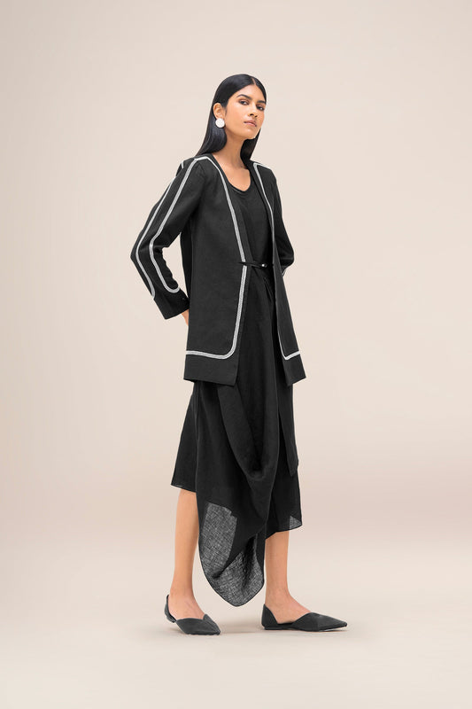 Linen Vivia Jacket – Black