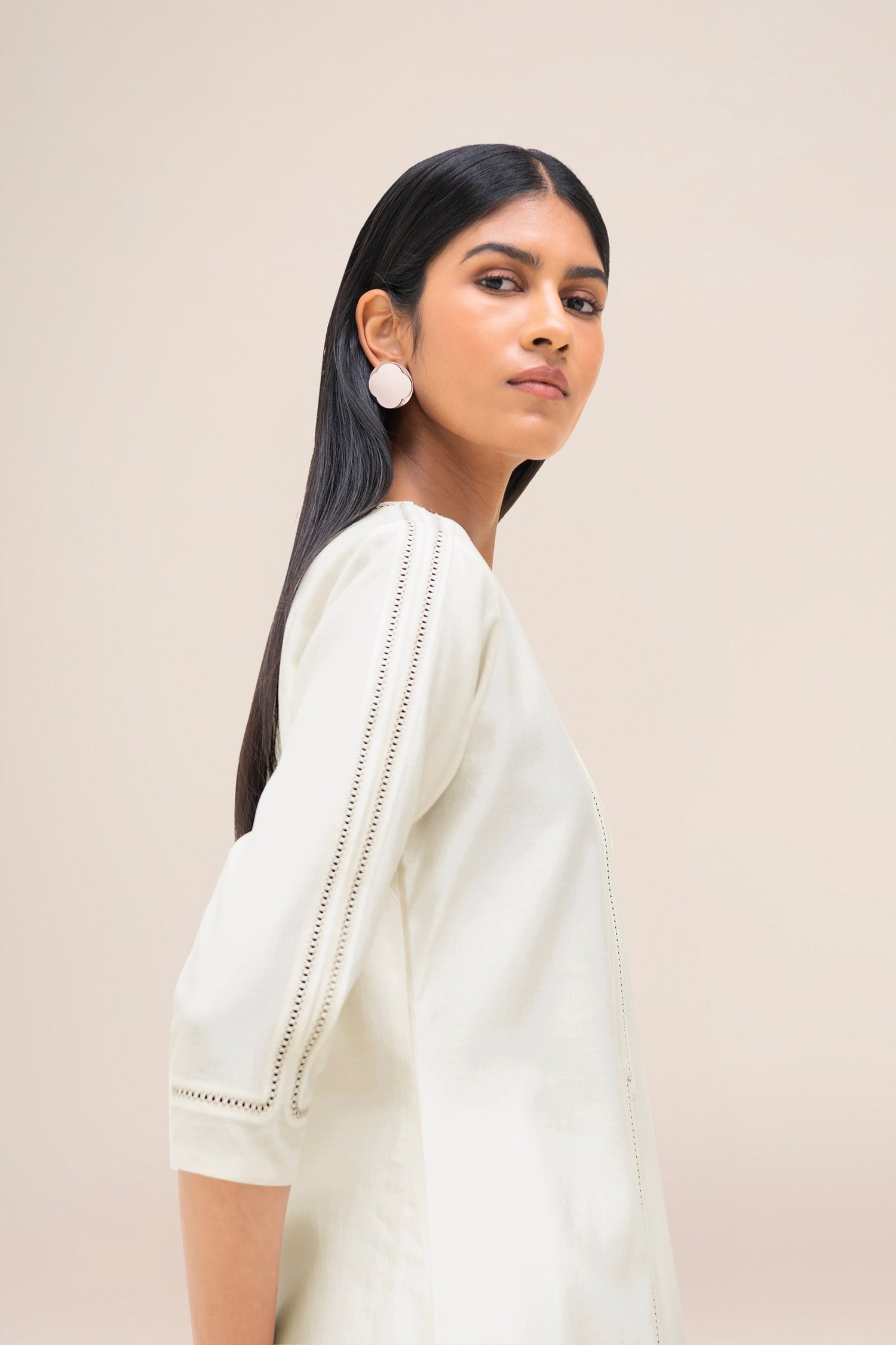  Chanderi Aranya Kurta Set – Ivory