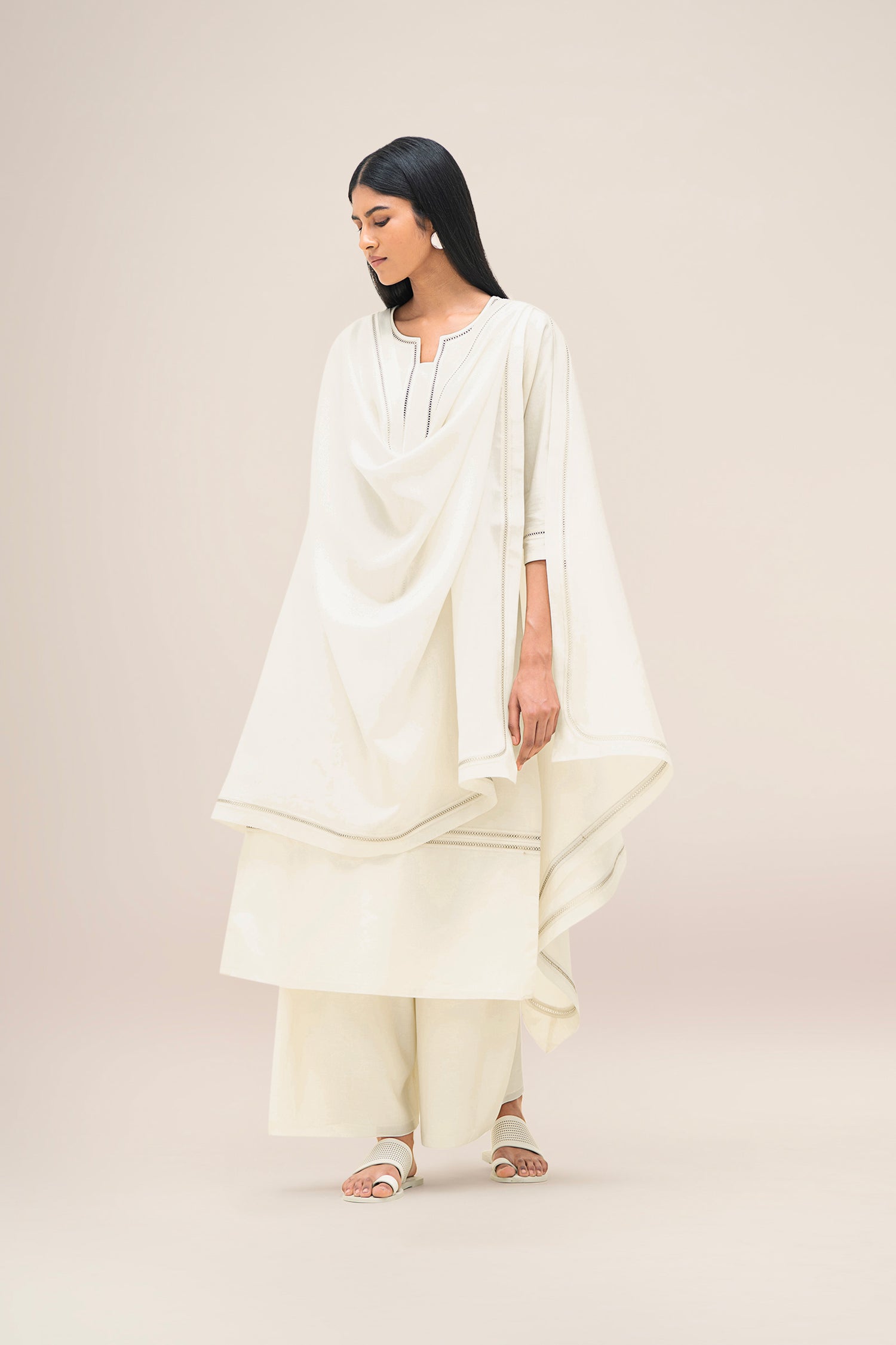  Chanderi Aranya Kurta Set – Ivory