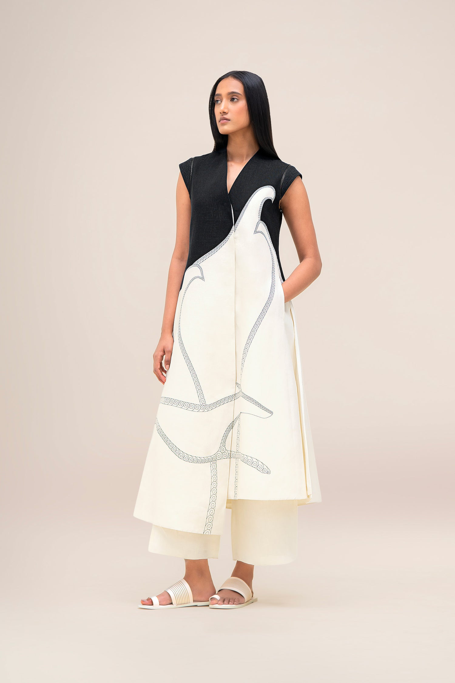  Linen Swan Jacket Set – Ivory