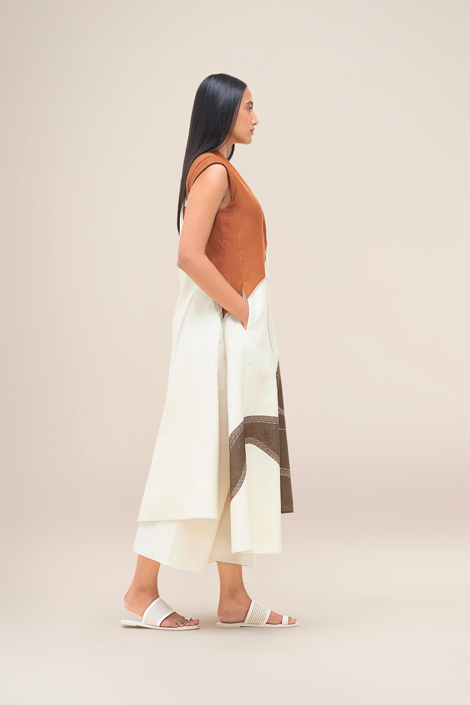  Linen Swan Jacket Set – Brown