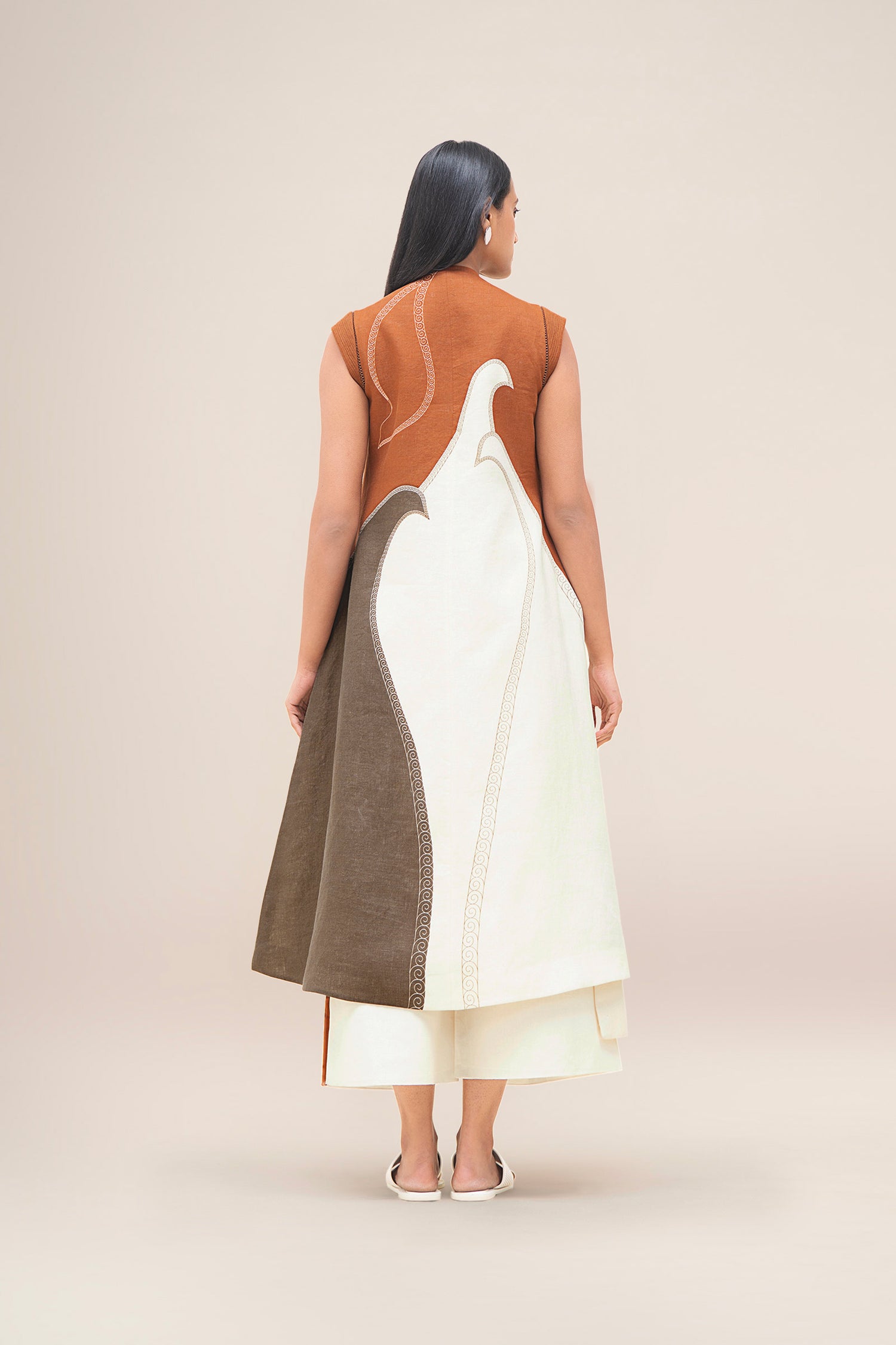  Linen Swan Jacket Set – Brown