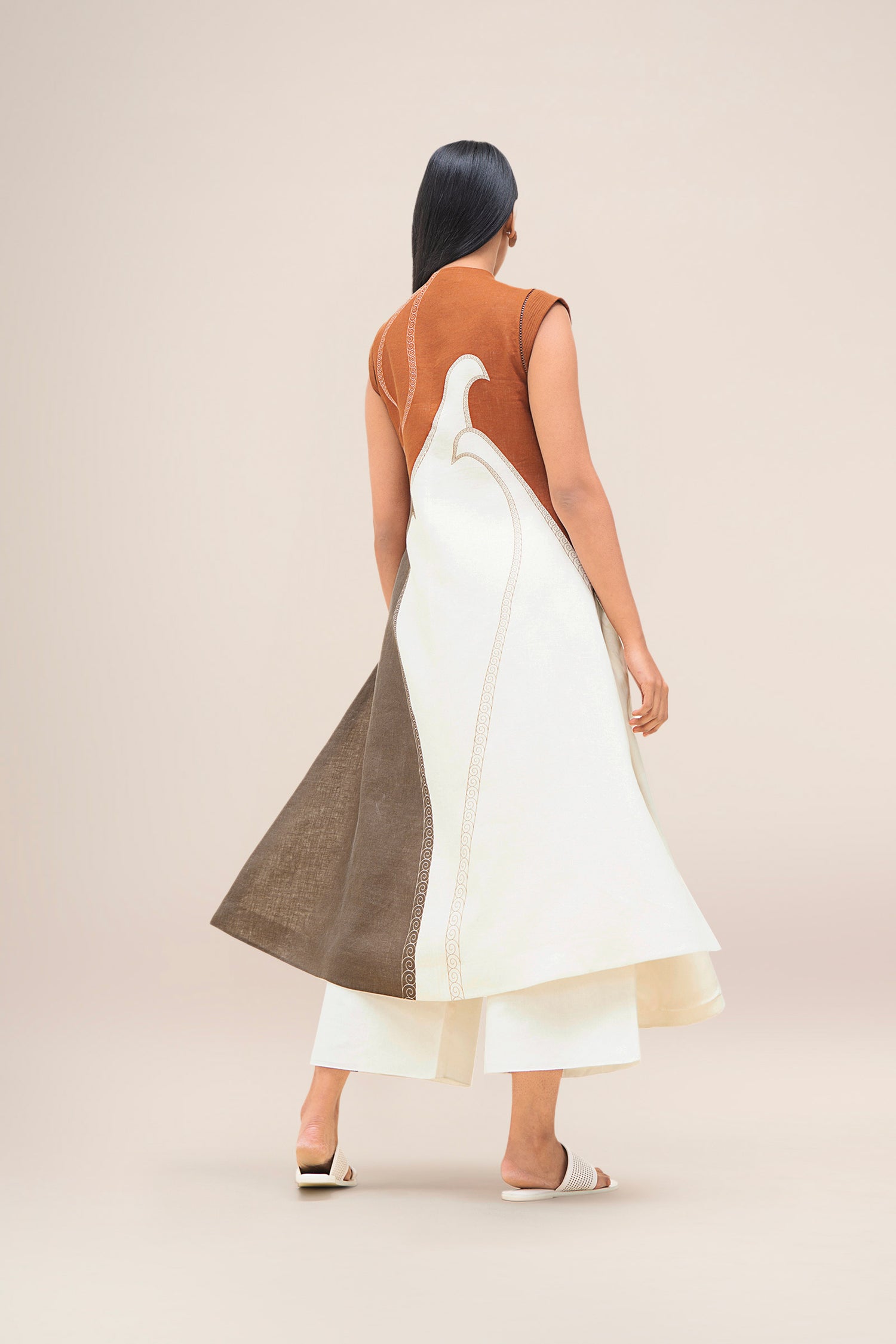  Linen Swan Jacket Set – Brown