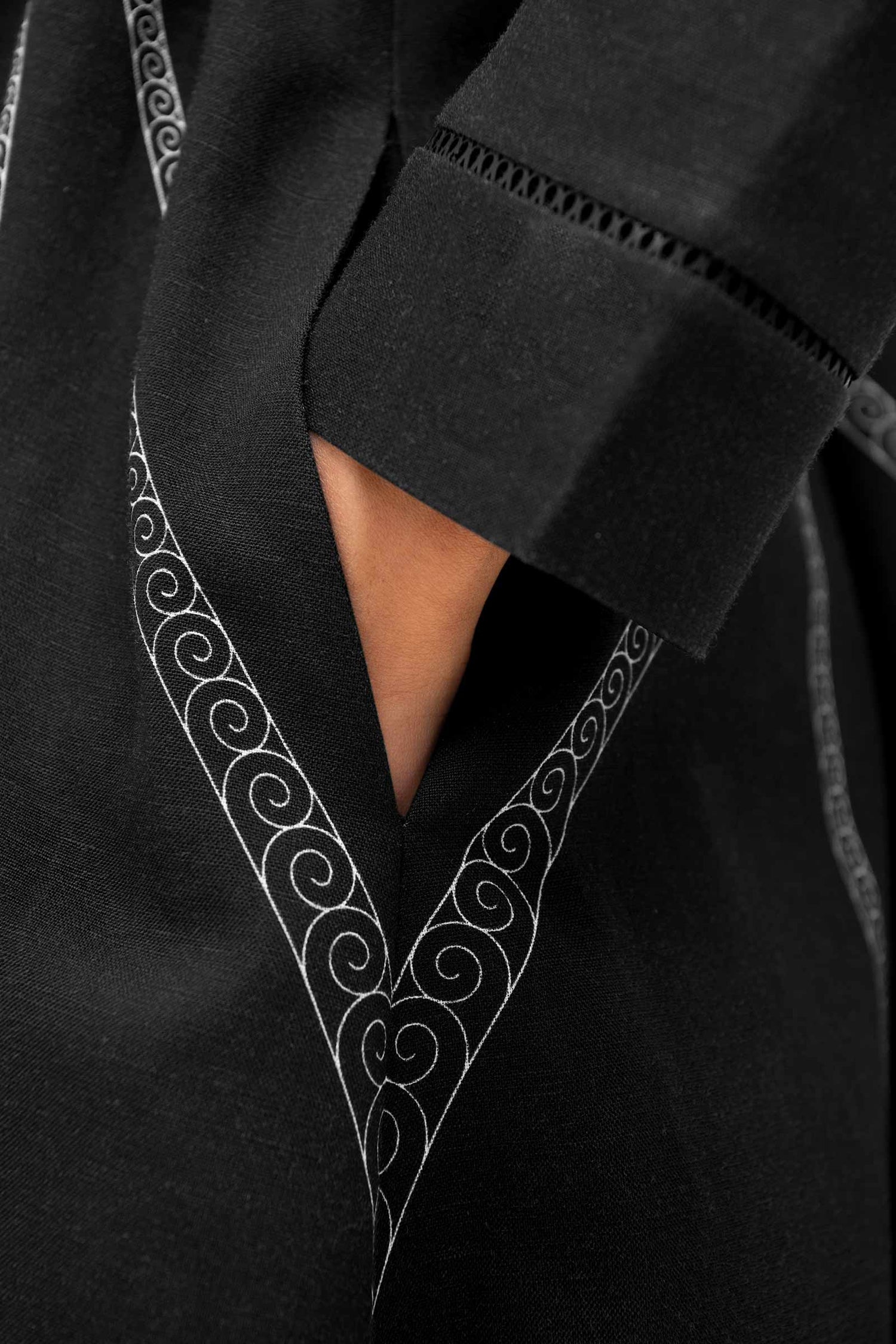  Linen Nightingale Abaya Set – Black