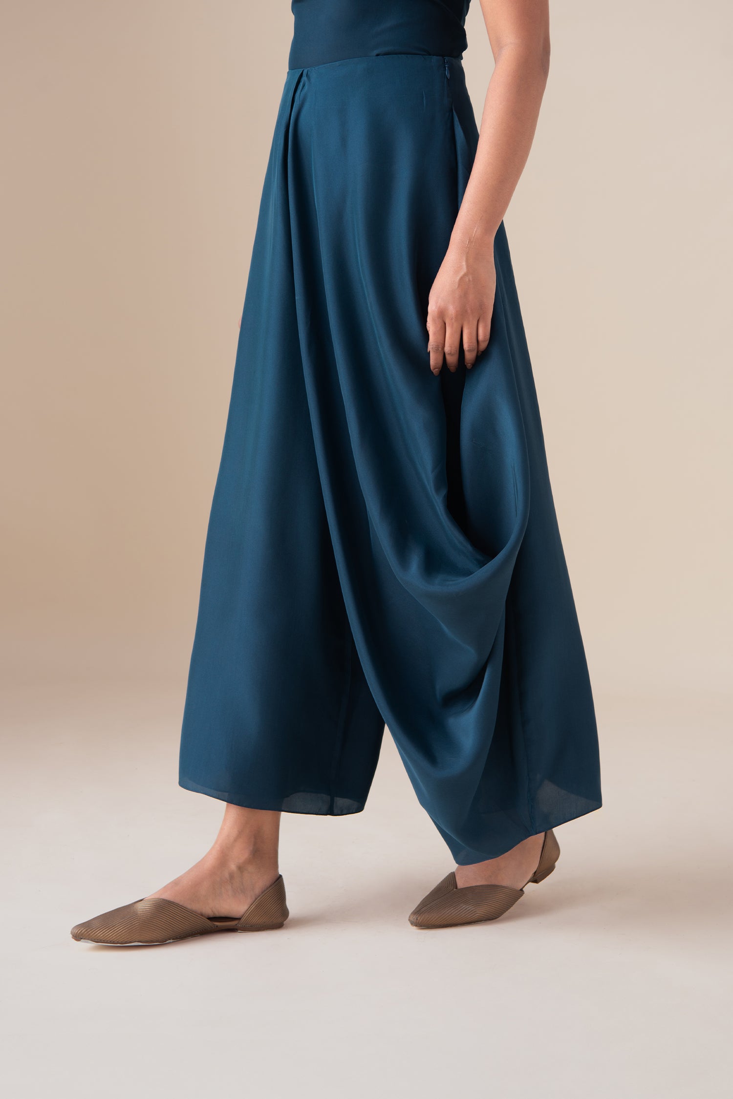  Habutai Talia Drape Pants – Blue