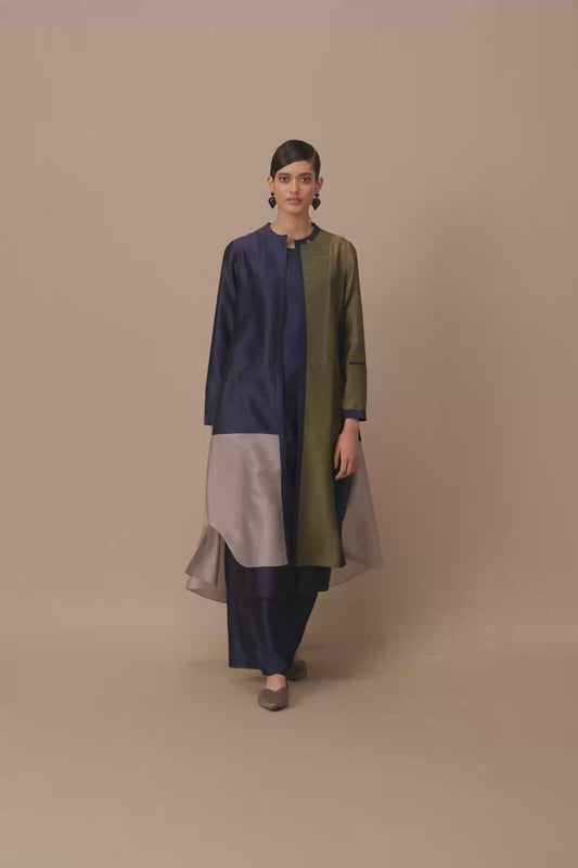 Chanderi Hiba Tunic Set – Blue