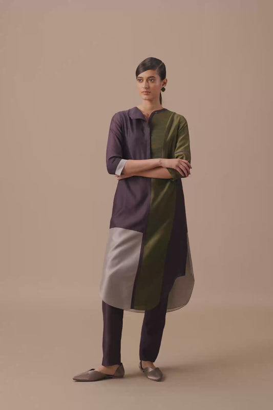 Chanderi Gaia Tunic Set – Purple